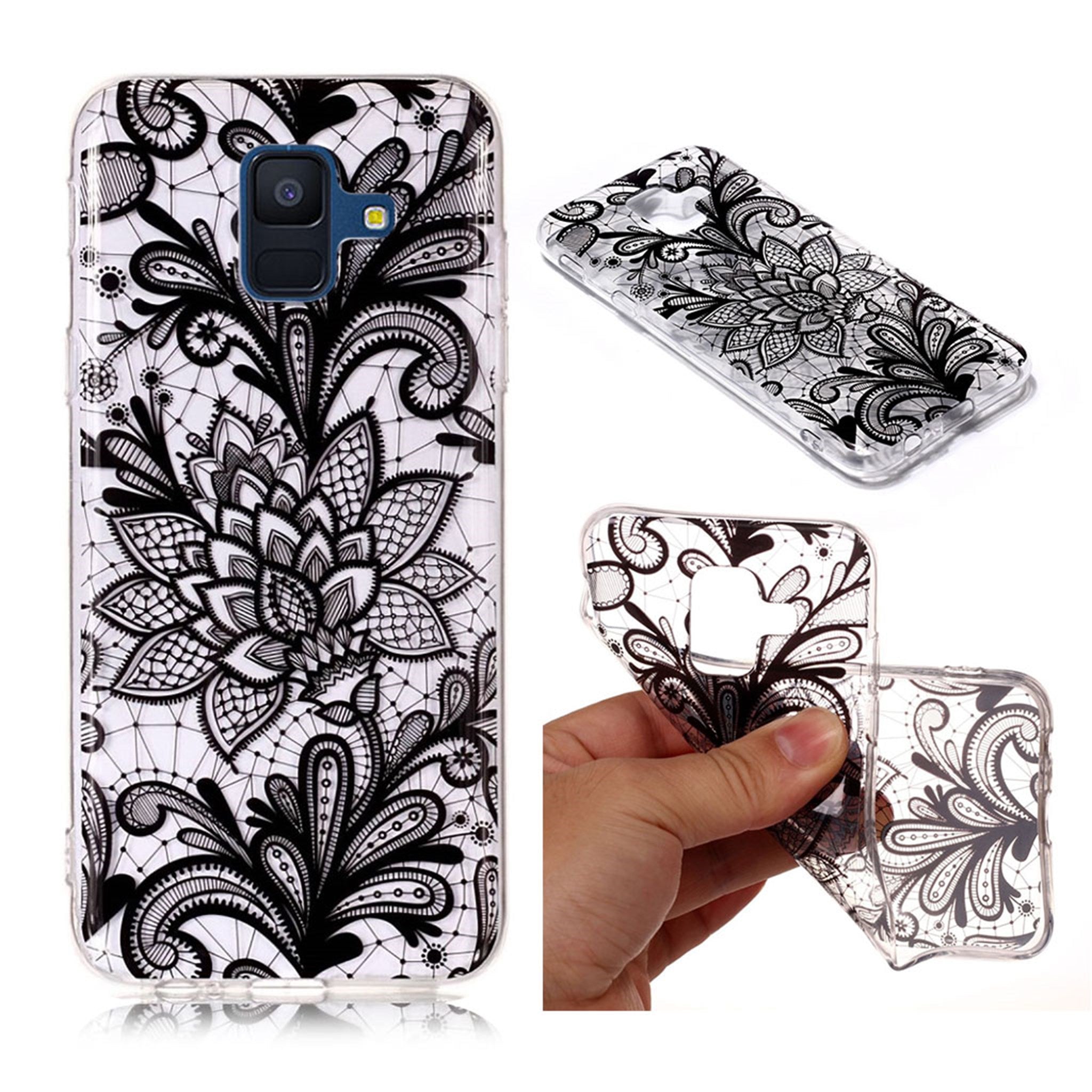 Samsung Galaxy A6 (2018) patterned soft case - Black Lace Flower