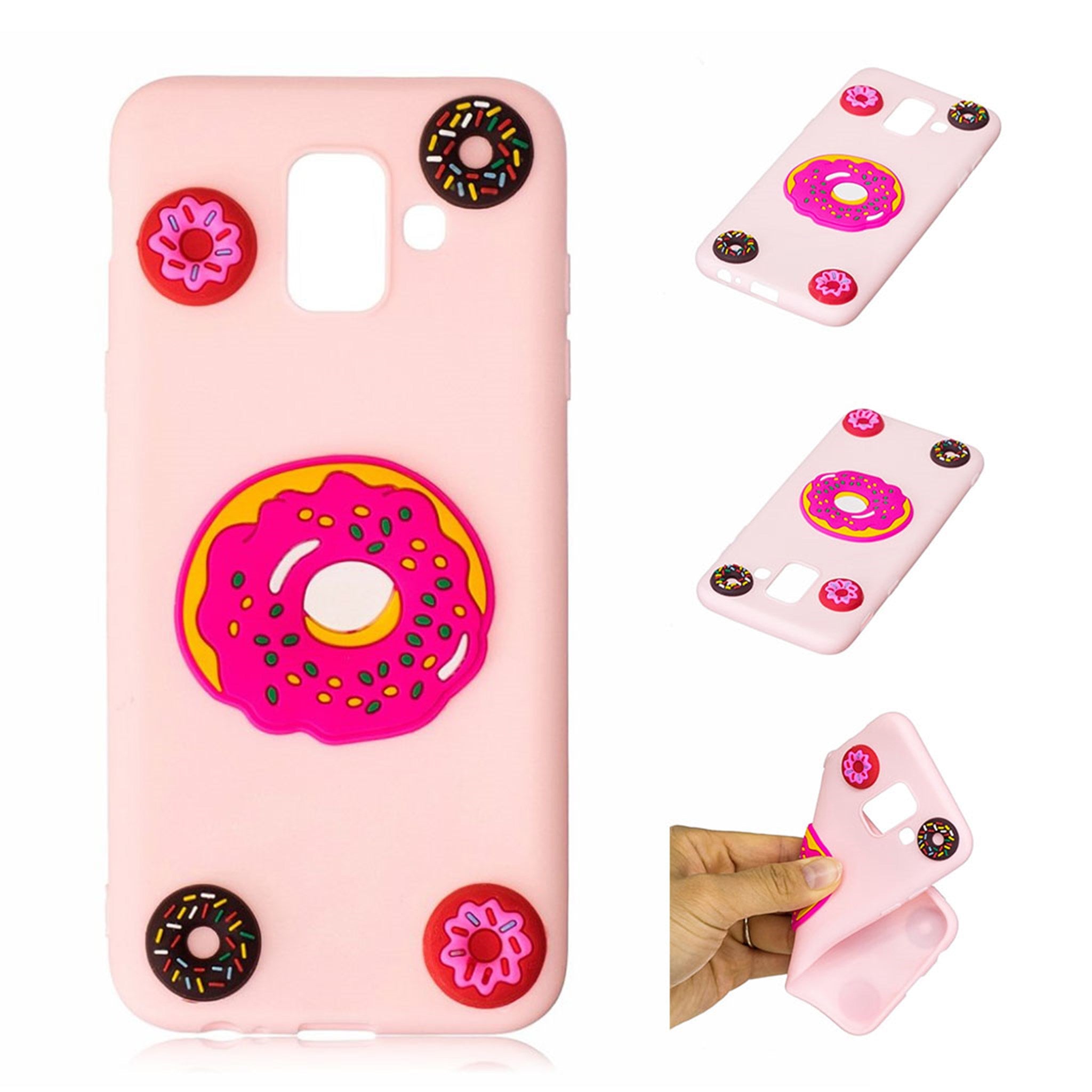 Samsung Galaxy J6 (2018) 3D cute doll pattern silicone case - Doughnuts