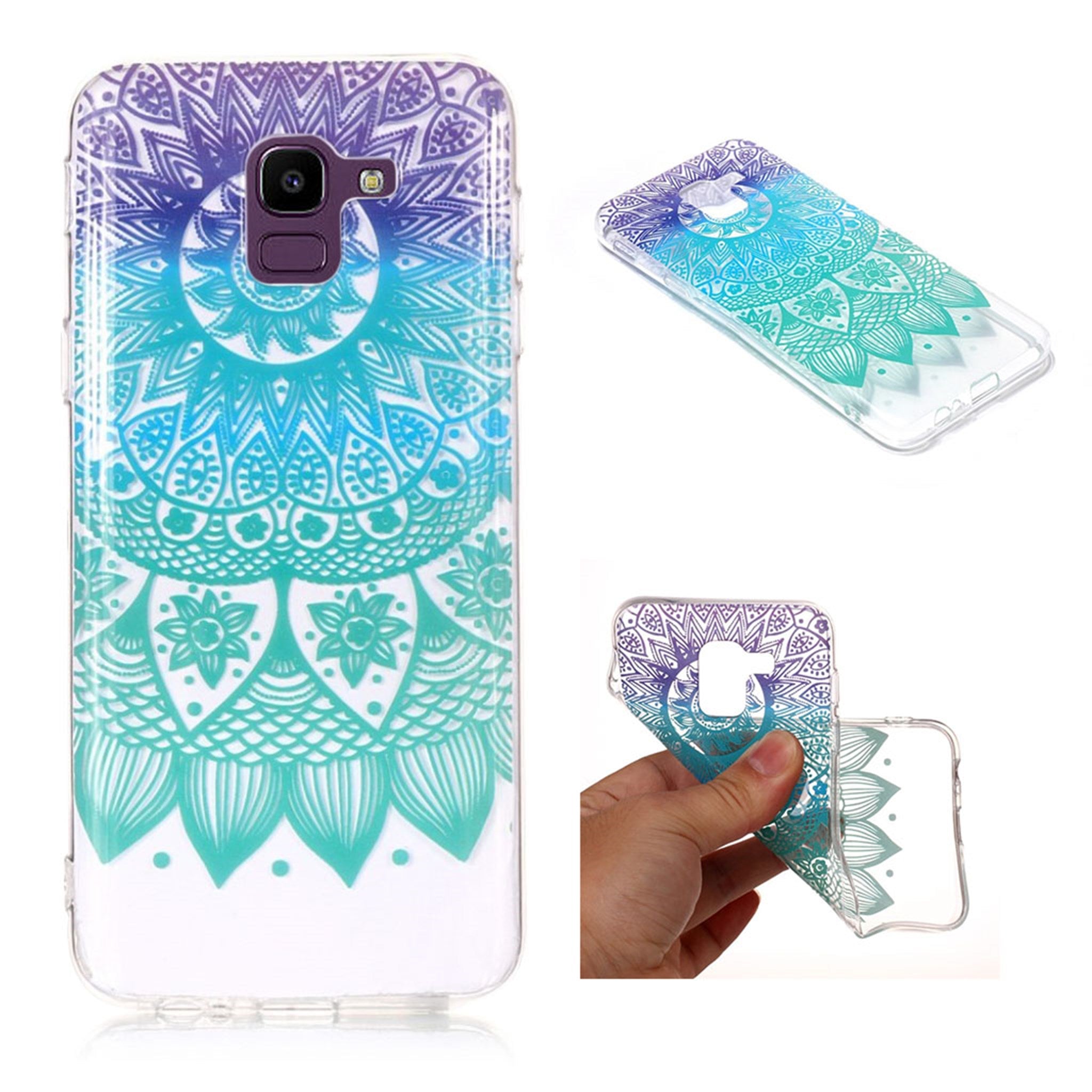 Photos - Case Samsung Galaxy J6  pattern printing  - Cyan and Purple Flower LC (2018)
