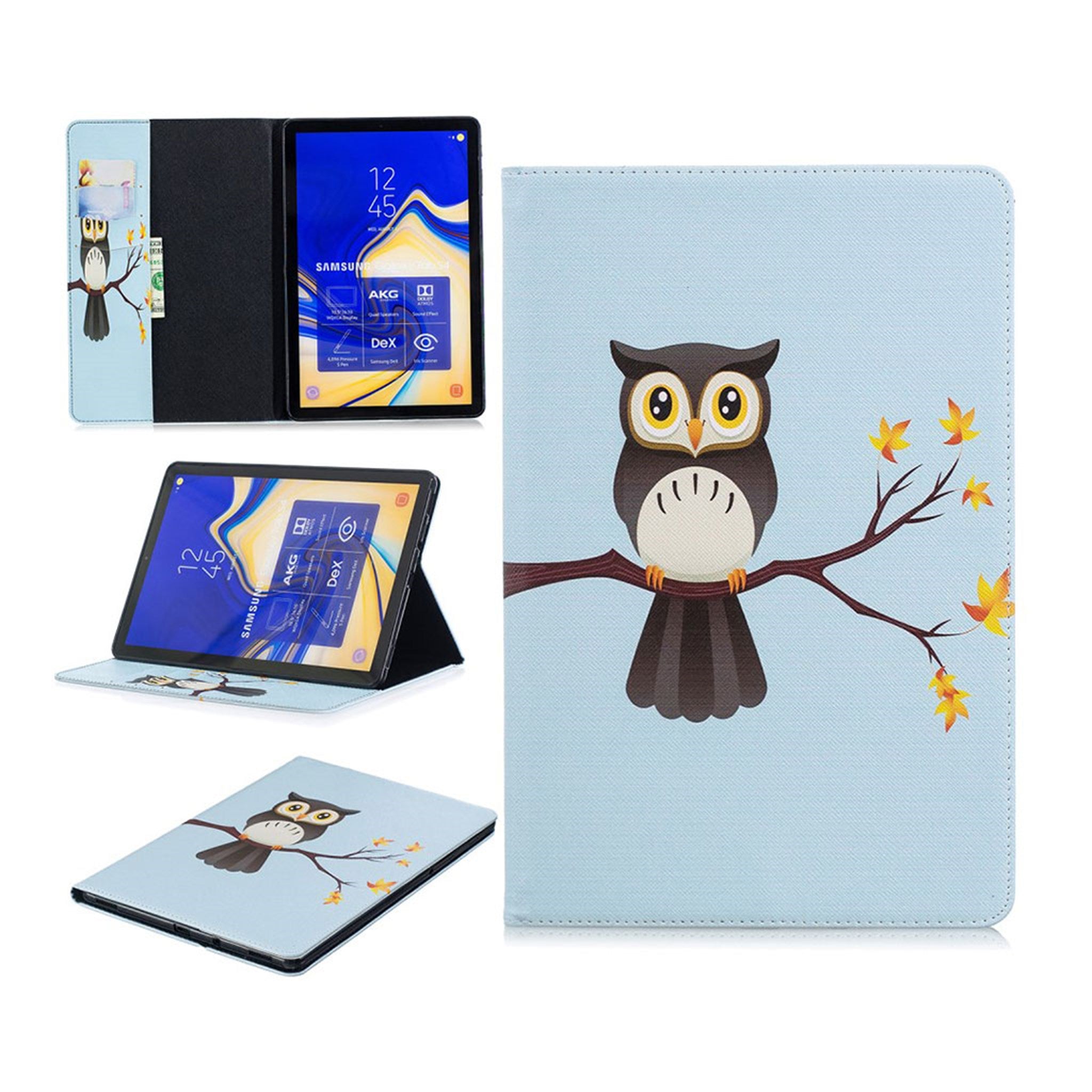 Samsung Galaxy Tab S4 patterned leather flip case - Owl Standing On The Branch