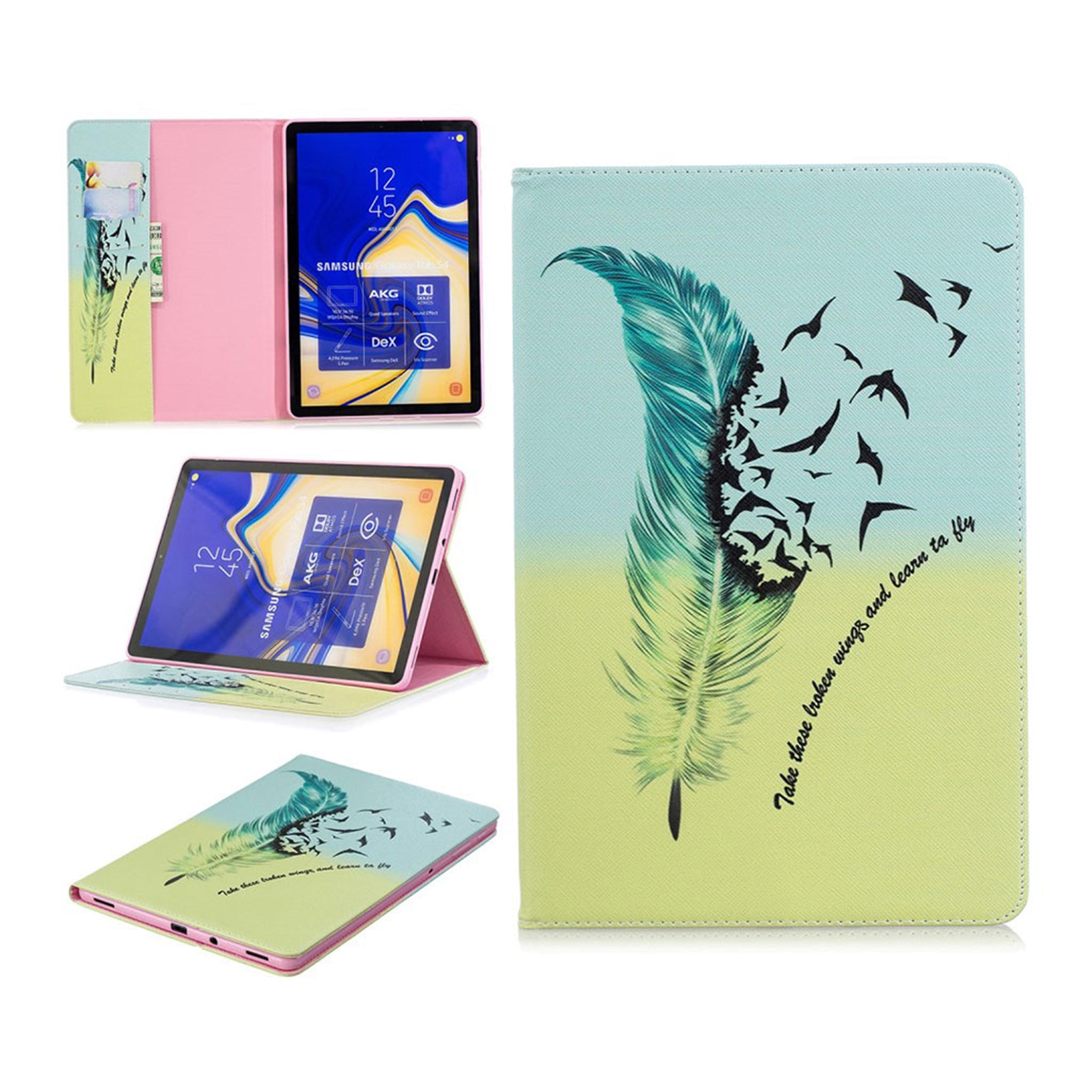 Samsung Galaxy Tab S4 patterned leather flip case - Feather