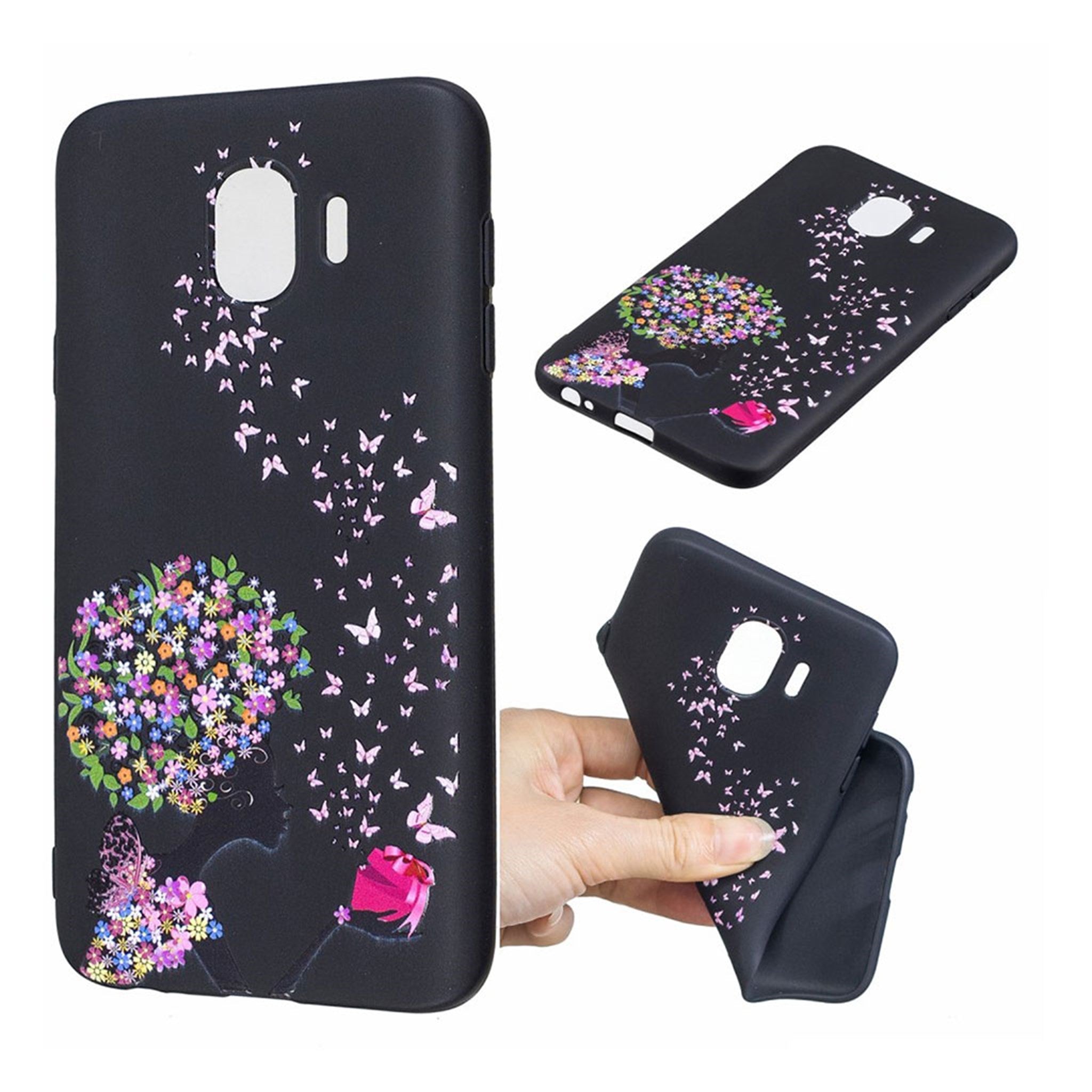 Samsung Galaxy J4 (2018) embossed pattern case - Flower and Butterfly