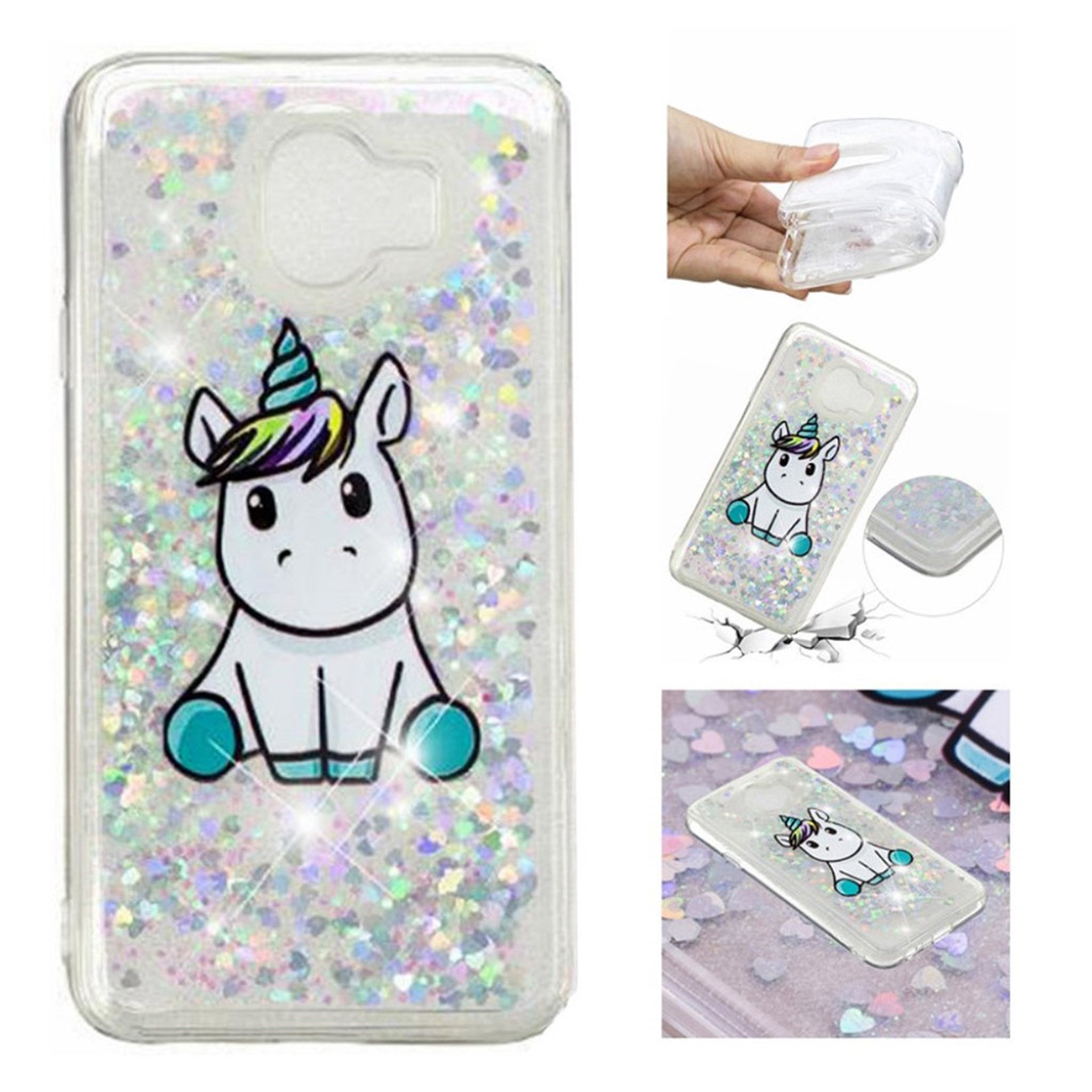 Samsung Galaxy J4 (2018) embossed pattern quicksand case - Adorable Unicorn