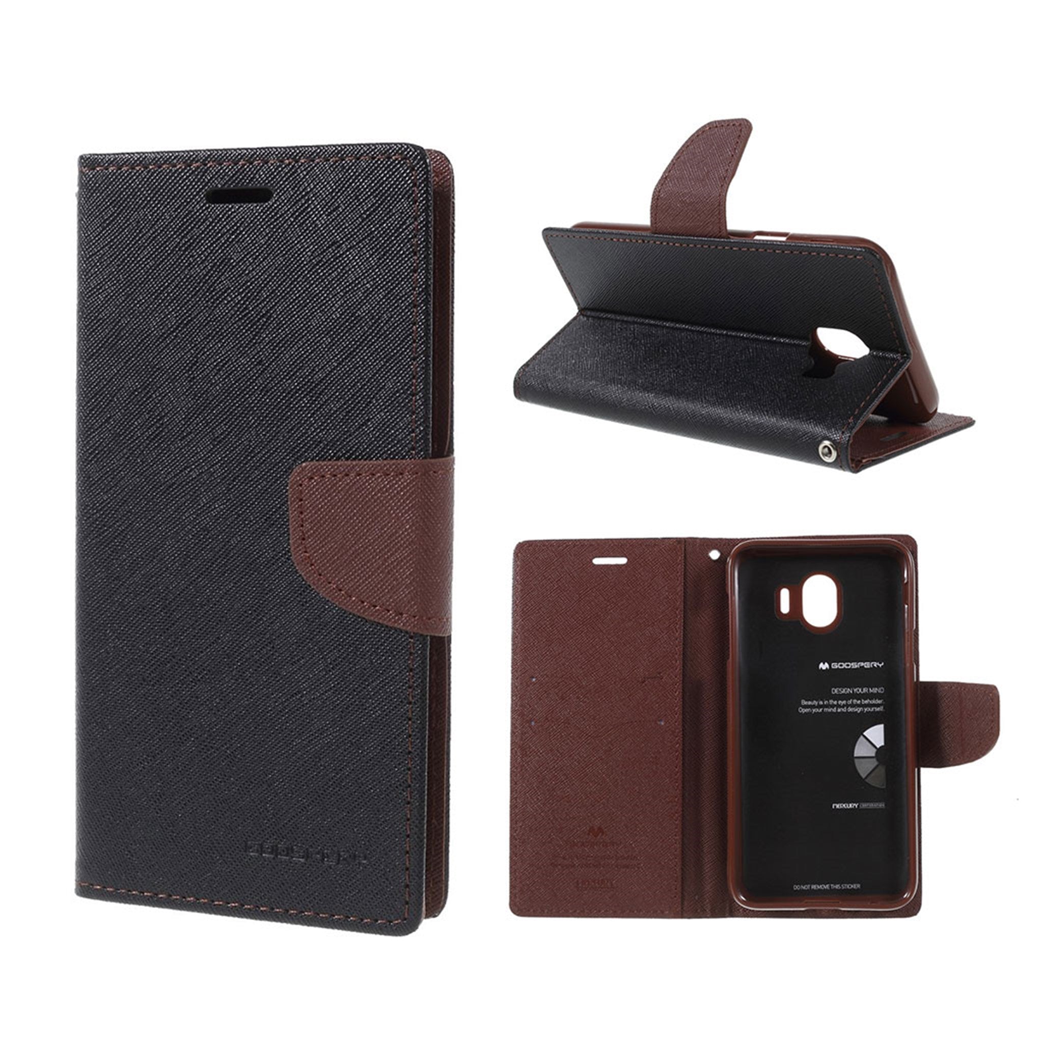 MERCURY GOOSPERY Samsung Galaxy J4 (2018) leather flip case - Black / Brown