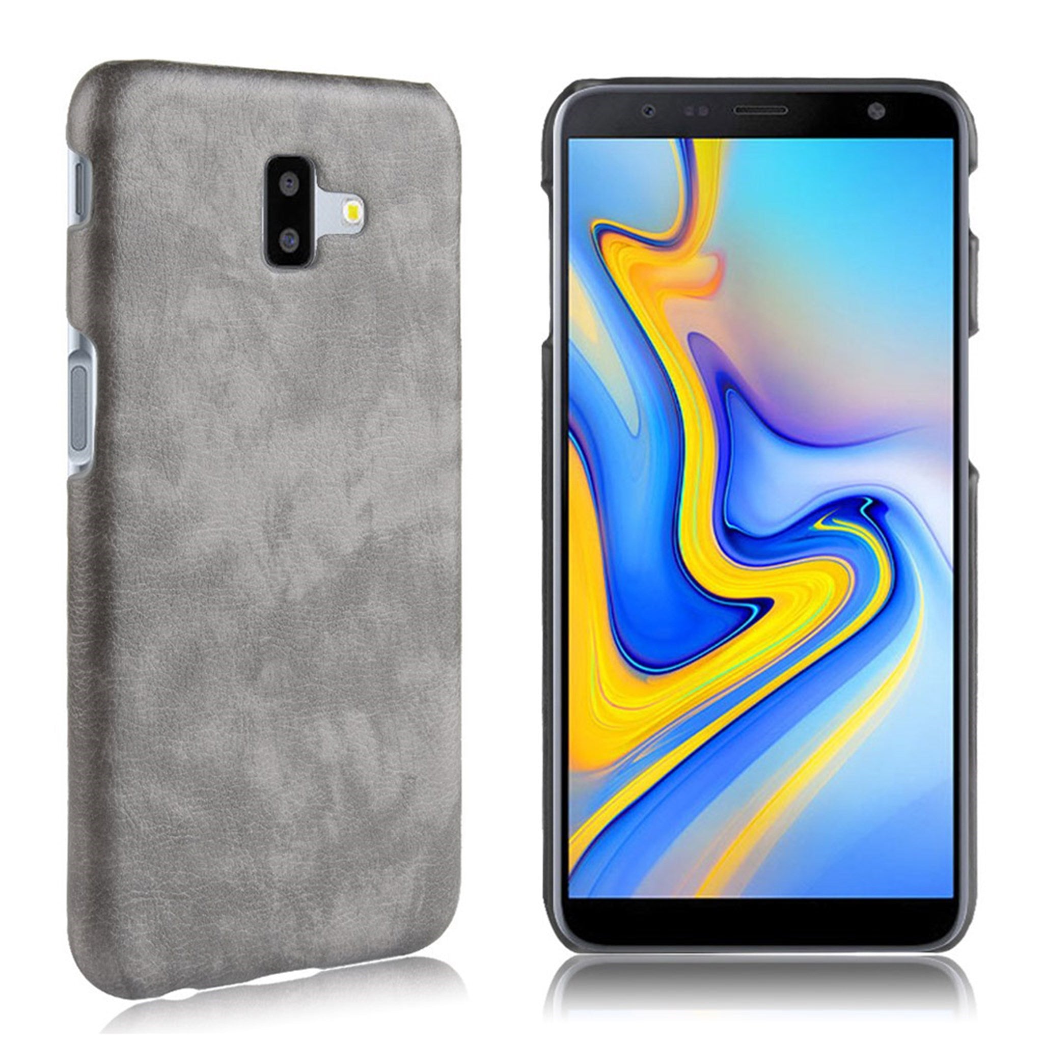 Samsung Galaxy J6 Plus (2018) litchi skin leather case - Grey