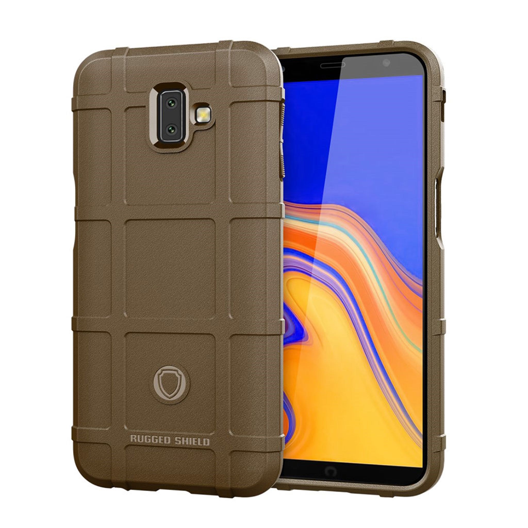Samsung Galaxy J6 Plus (2018) anti-shock grid texture soft case - Brown