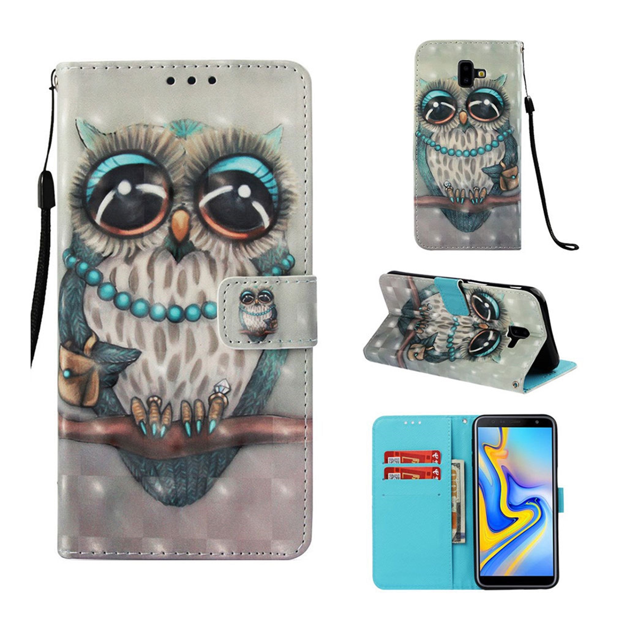 Samsung Galaxy J6 Plus (2018) patterned leather flip case - Owl Standing on the Branch