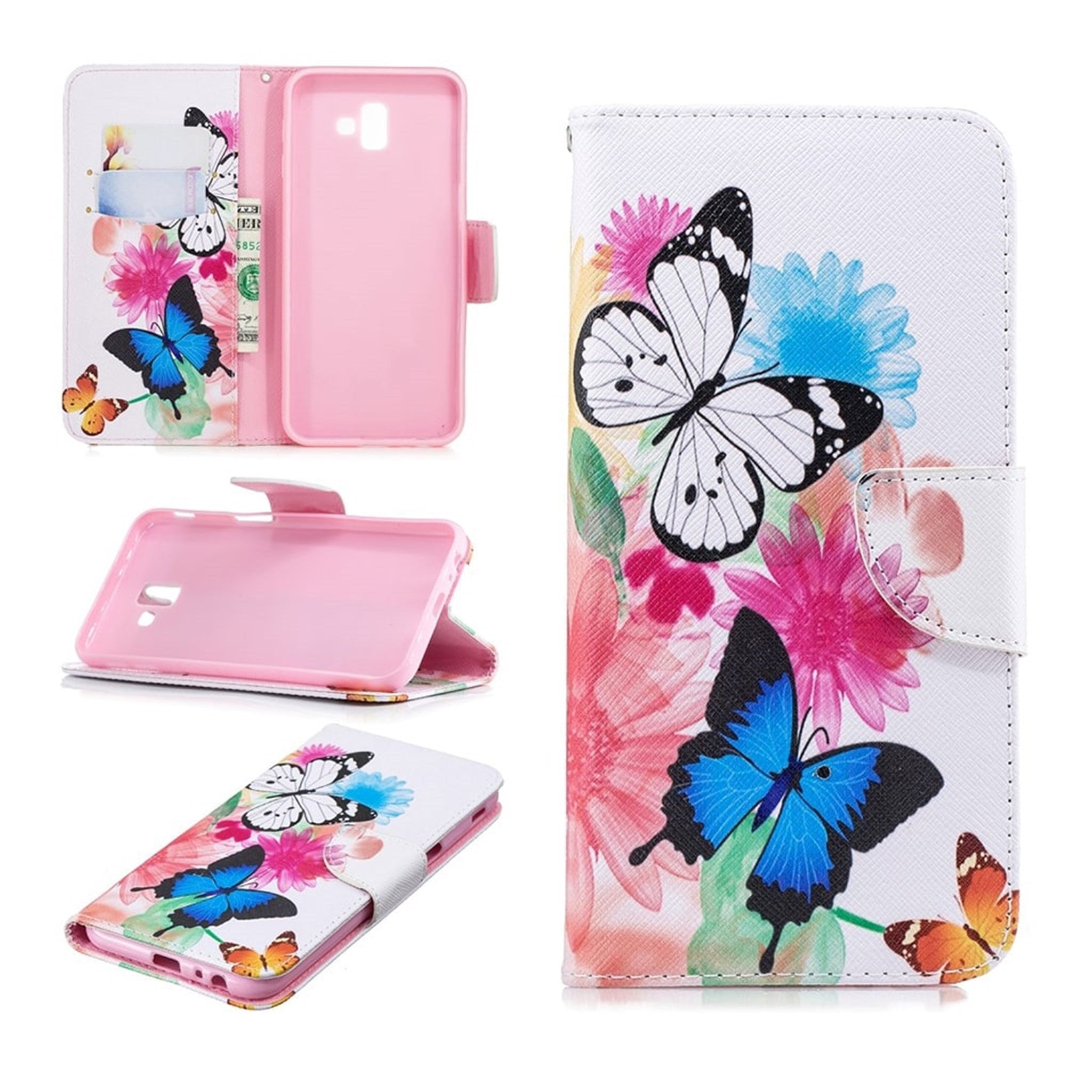 Wonderland Samsung Galaxy J6 Plus (2018) flip case - Butterfly and Flower