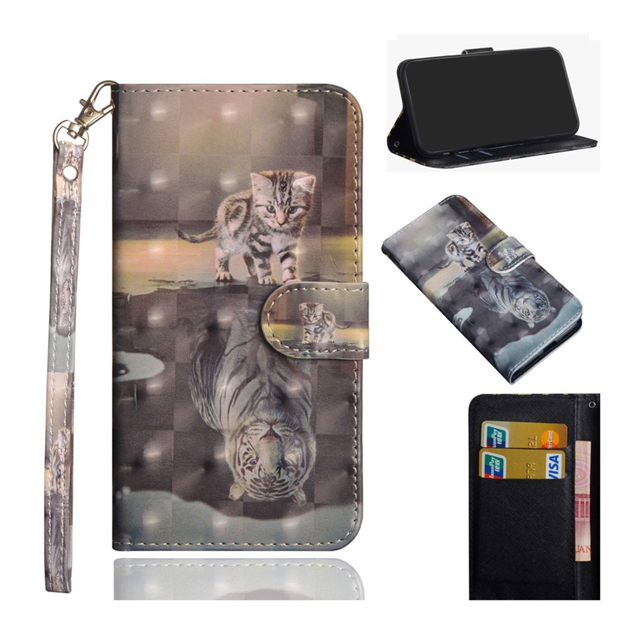 Samsung Galaxy A7 (2018) patterned leather case - Cat and Reflection in Water