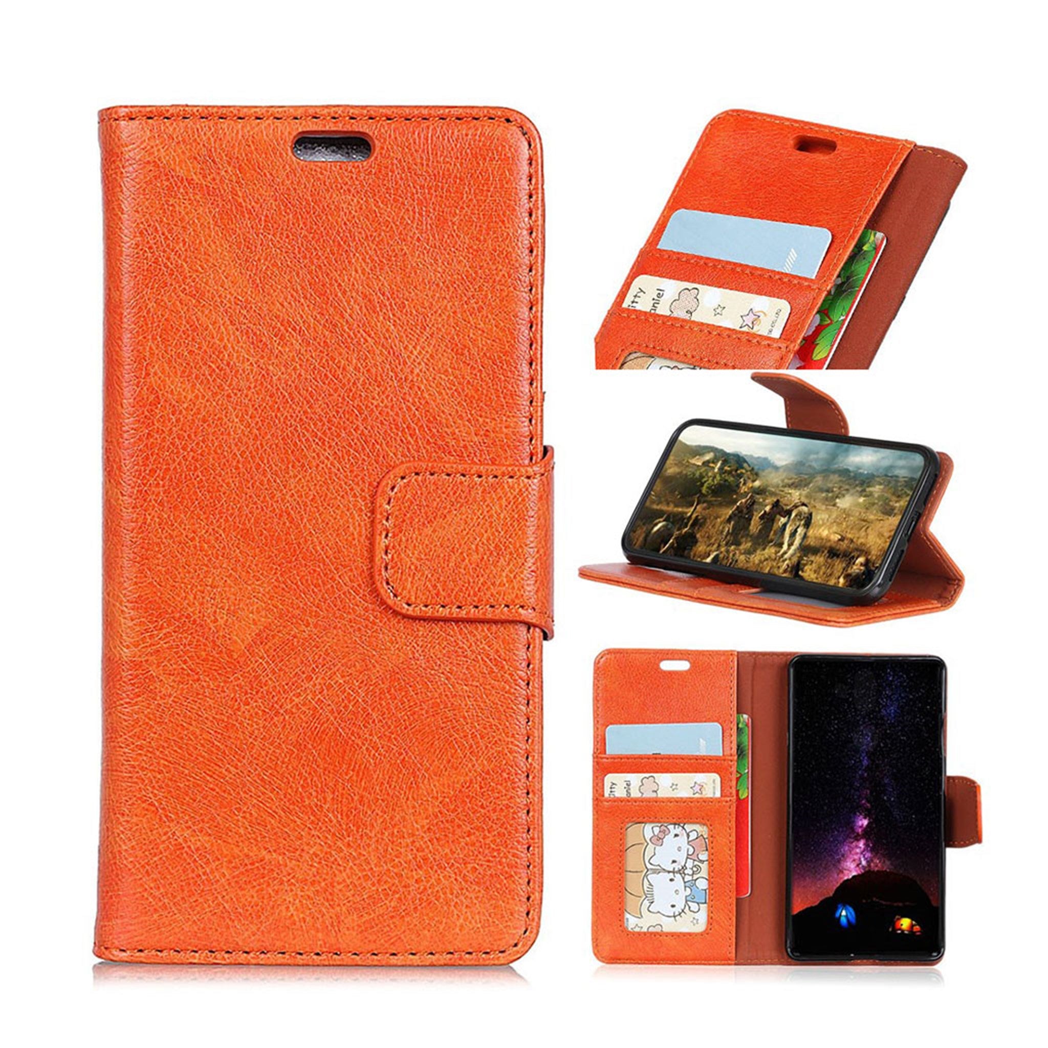 Samsung Galaxy A7 (2018) nappa texture split leather case - Orange