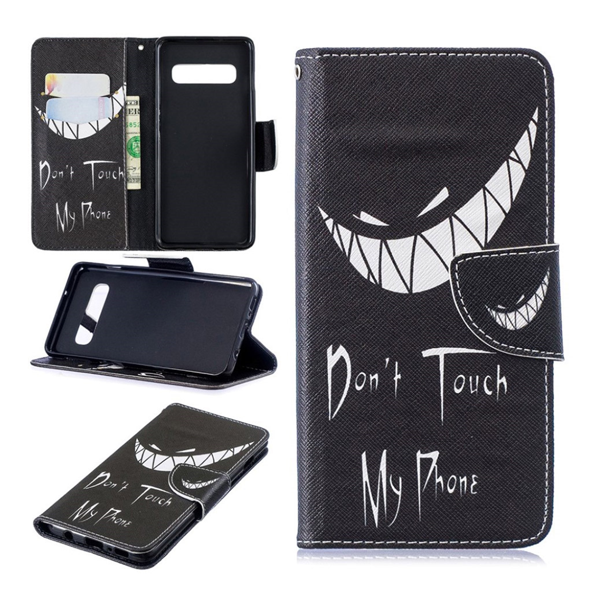 Samsung Galaxy S10 pattern printing leather flip case - Angry Face