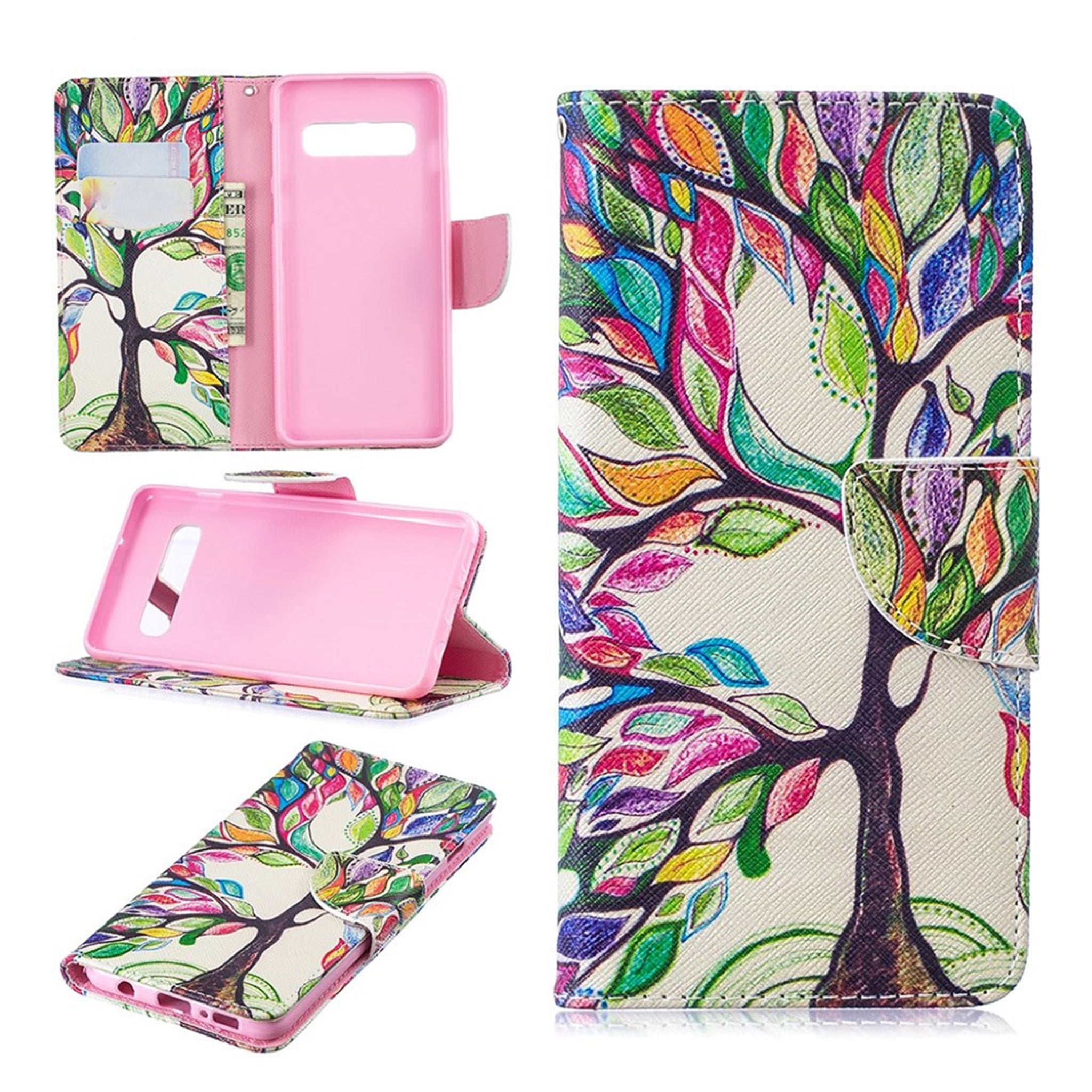 Samsung Galaxy S10 pattern printing leather flip case - Colorized Tree