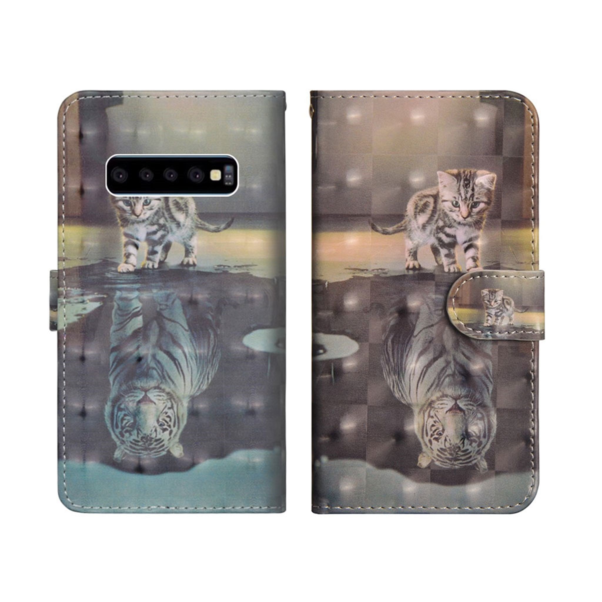 Samsung Galaxy S10 light spot décor leather flip case - Cat