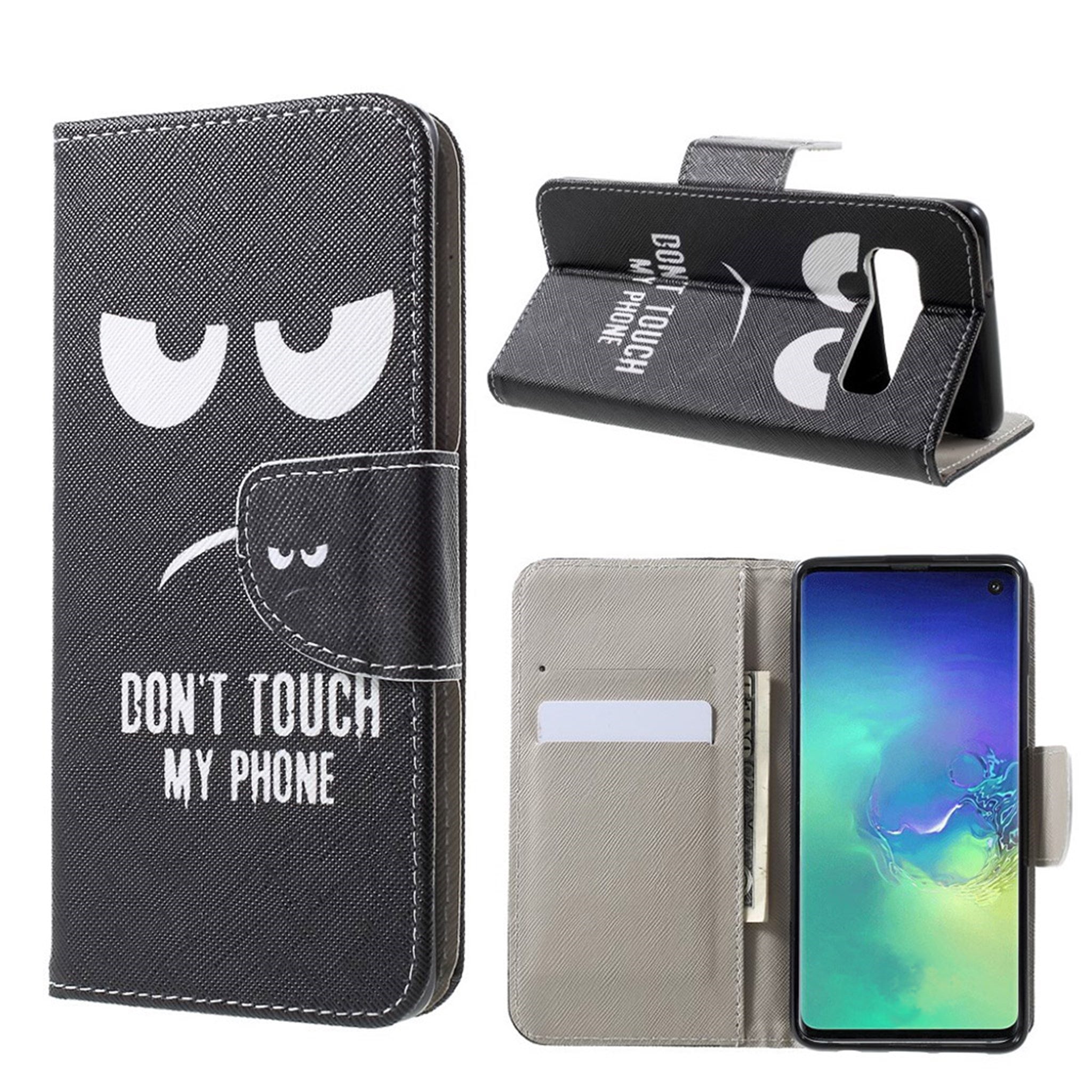 Samsung Galaxy S10 cross texture leather flip case - Do Not Touch My Phone