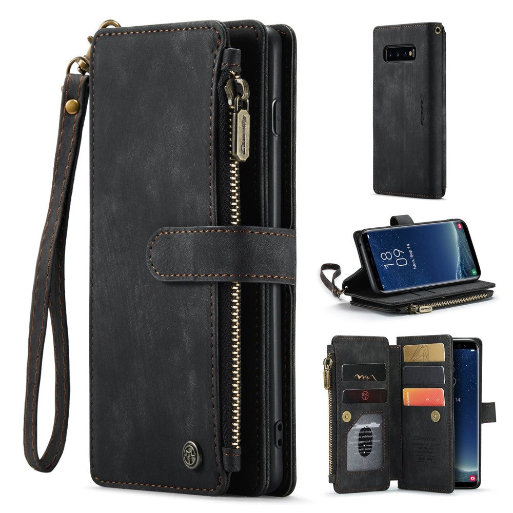 CaseMe zipper-wallet phone case for Samsung Galaxy S10 - Black