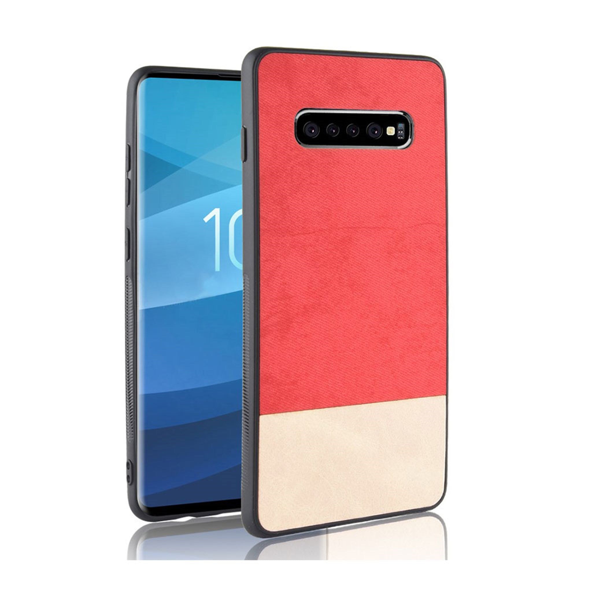Samsung Galaxy S10 Plus two-tone hybrid leather case - Red