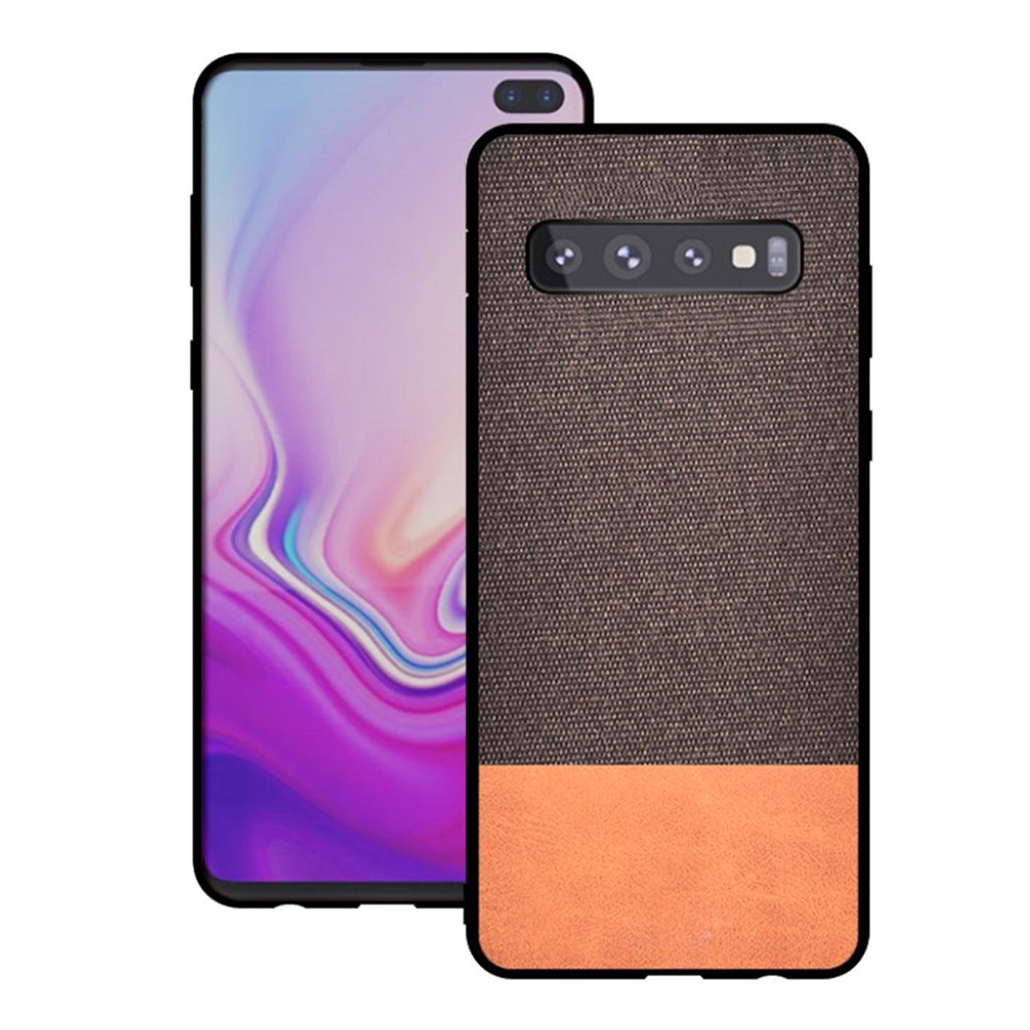 Samsung Galaxy S10 Plus cloth spliced case - Coffee