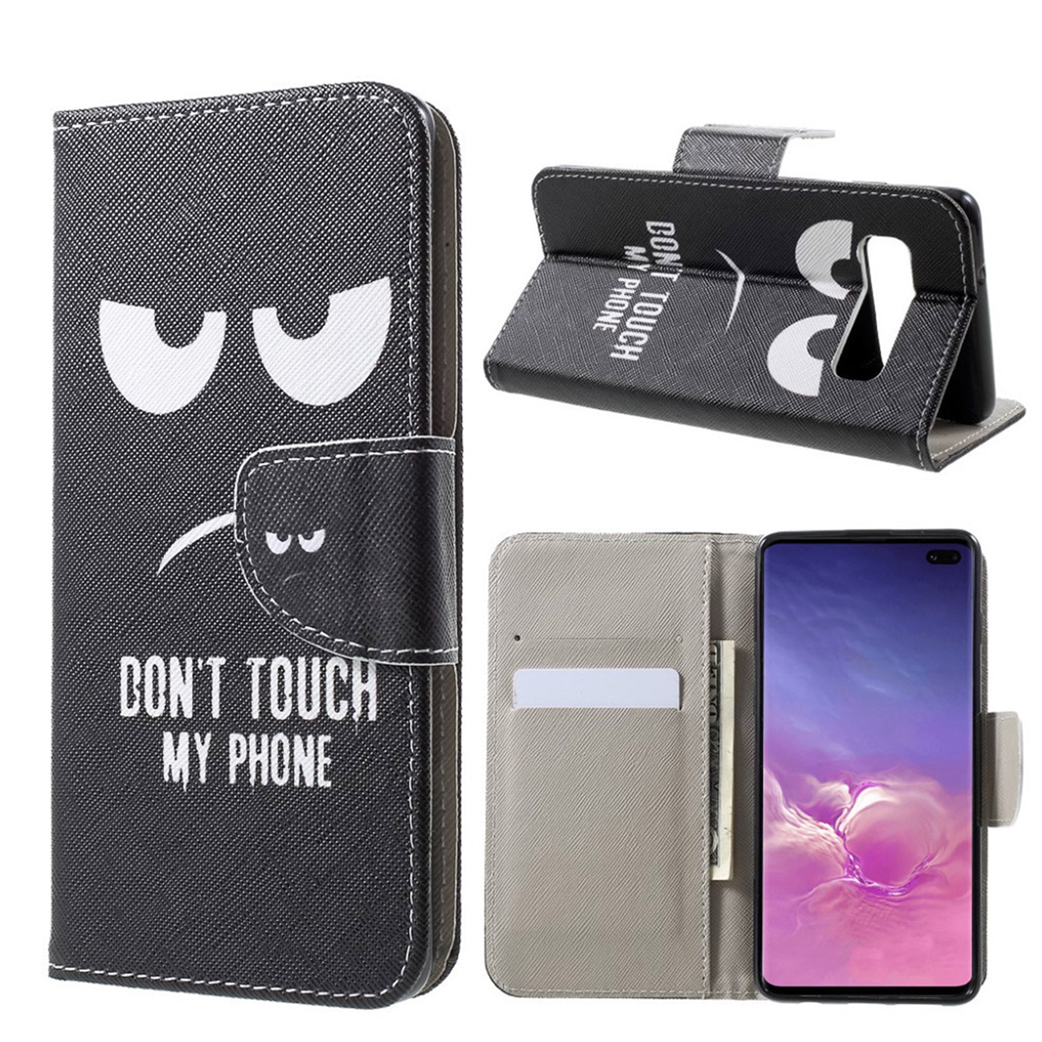 Samsung Galaxy S10 Plus cross texture leather flip case - Do not Touch My Phone