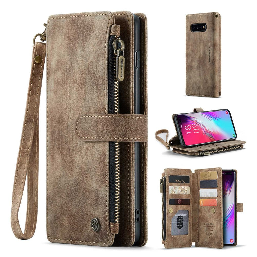 CaseMe zipper-wallet phone case for Samsung Galaxy S10 Plus - Brown