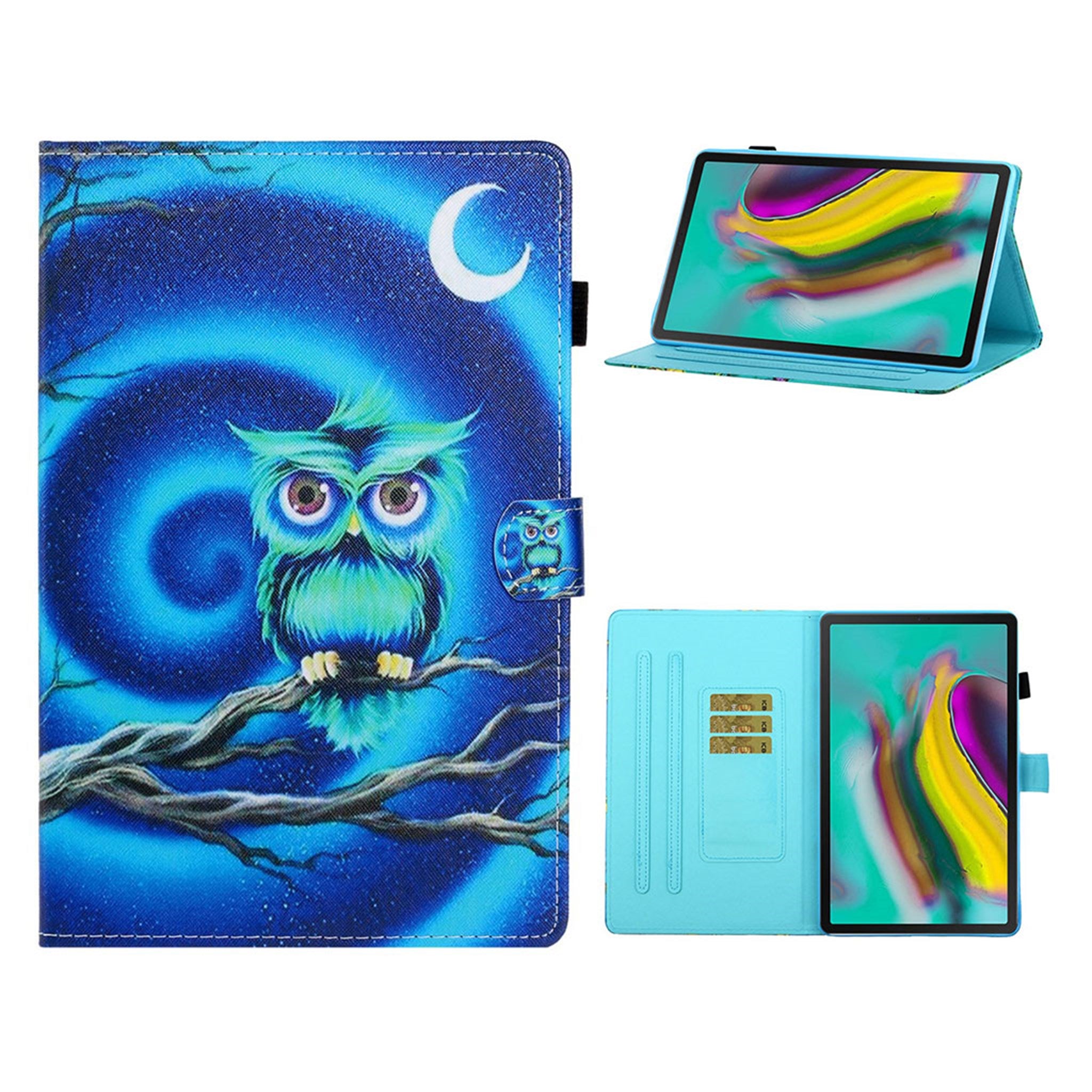 Samsung Galaxy Tab S5e cool pattern leather flip case - Owl and Moon