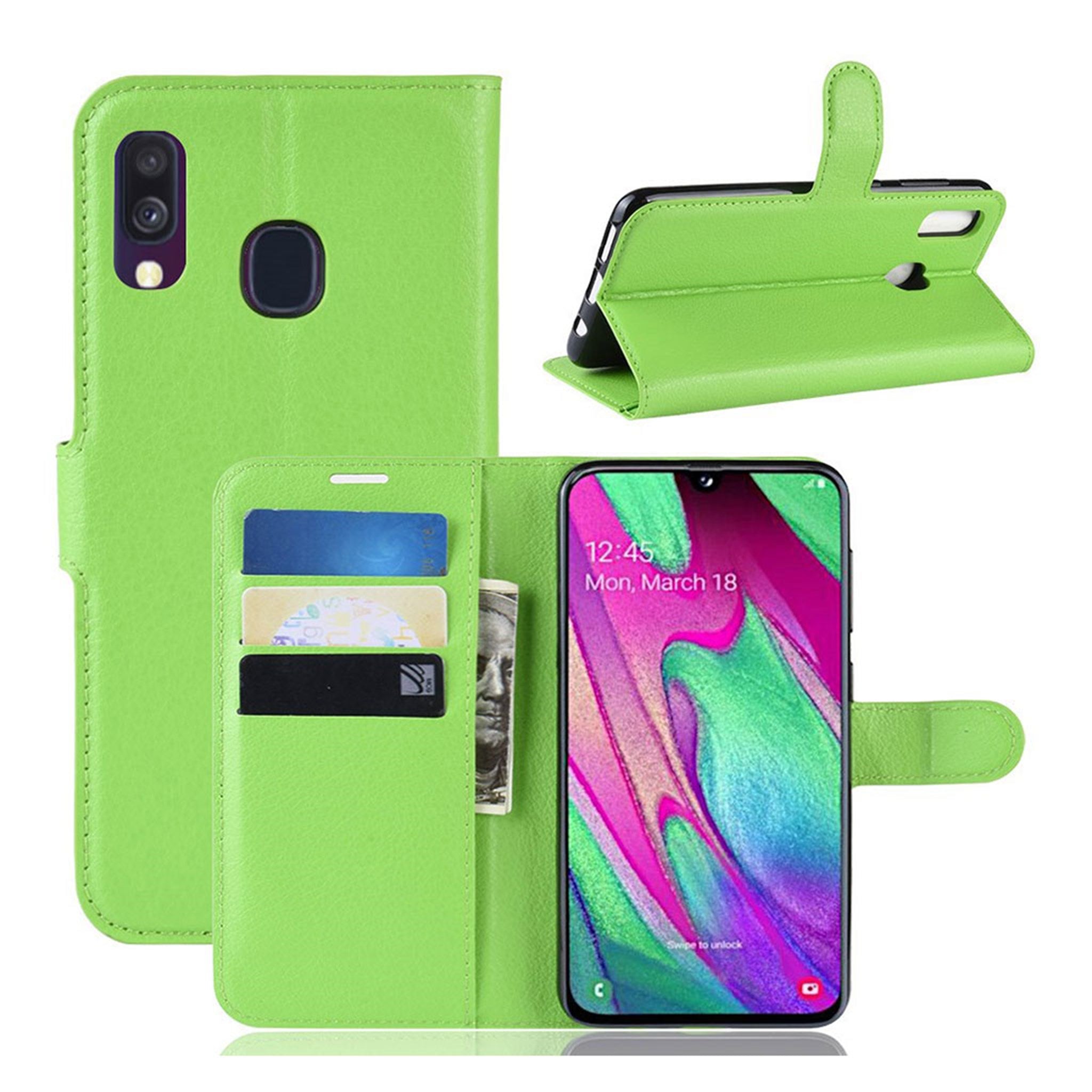 Samsung Galaxy A40 litchi leather case - Green