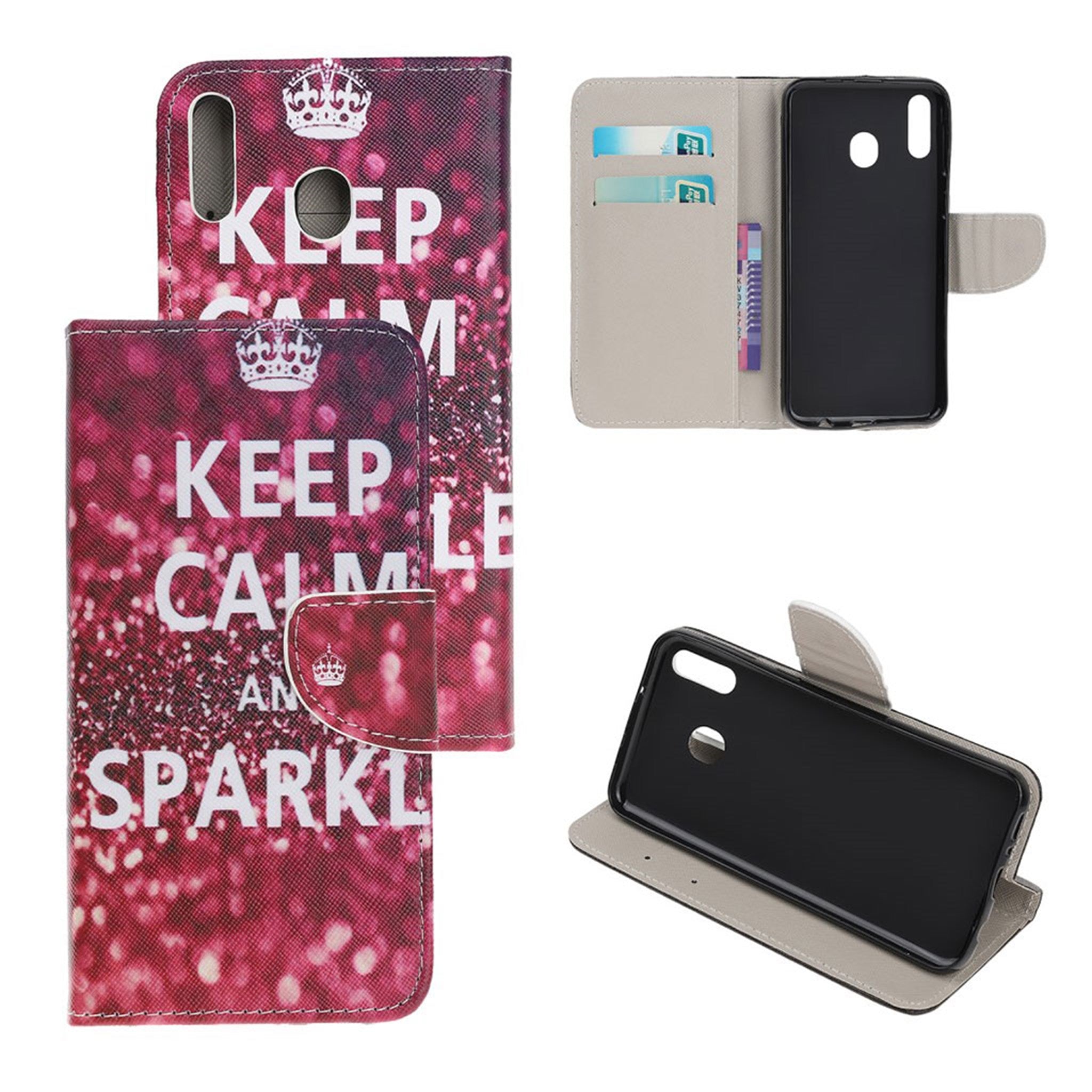 Samsung Galaxy A40 cross texture leather case - Keep Calm and Sparkle