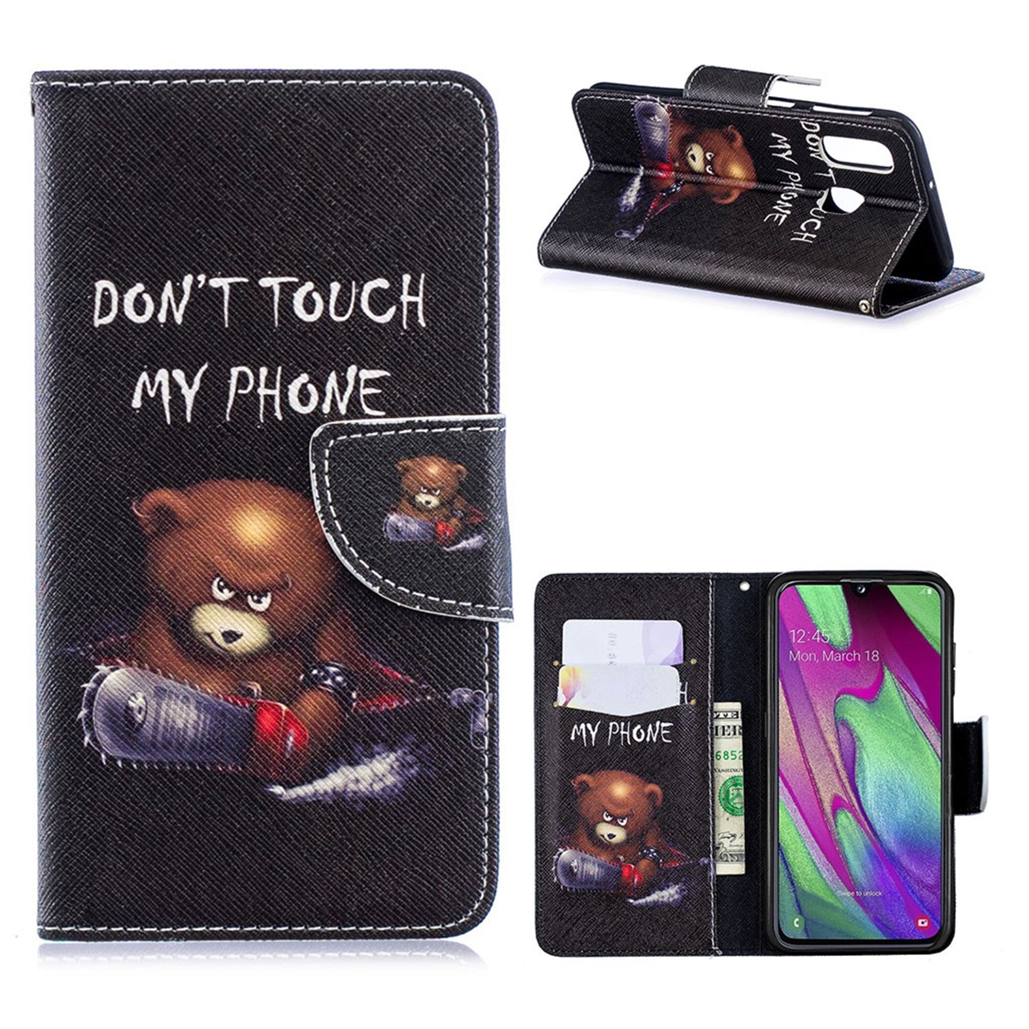 Wonderland Samsung Galaxy A40 flip case - Brown Bear and Warning Words