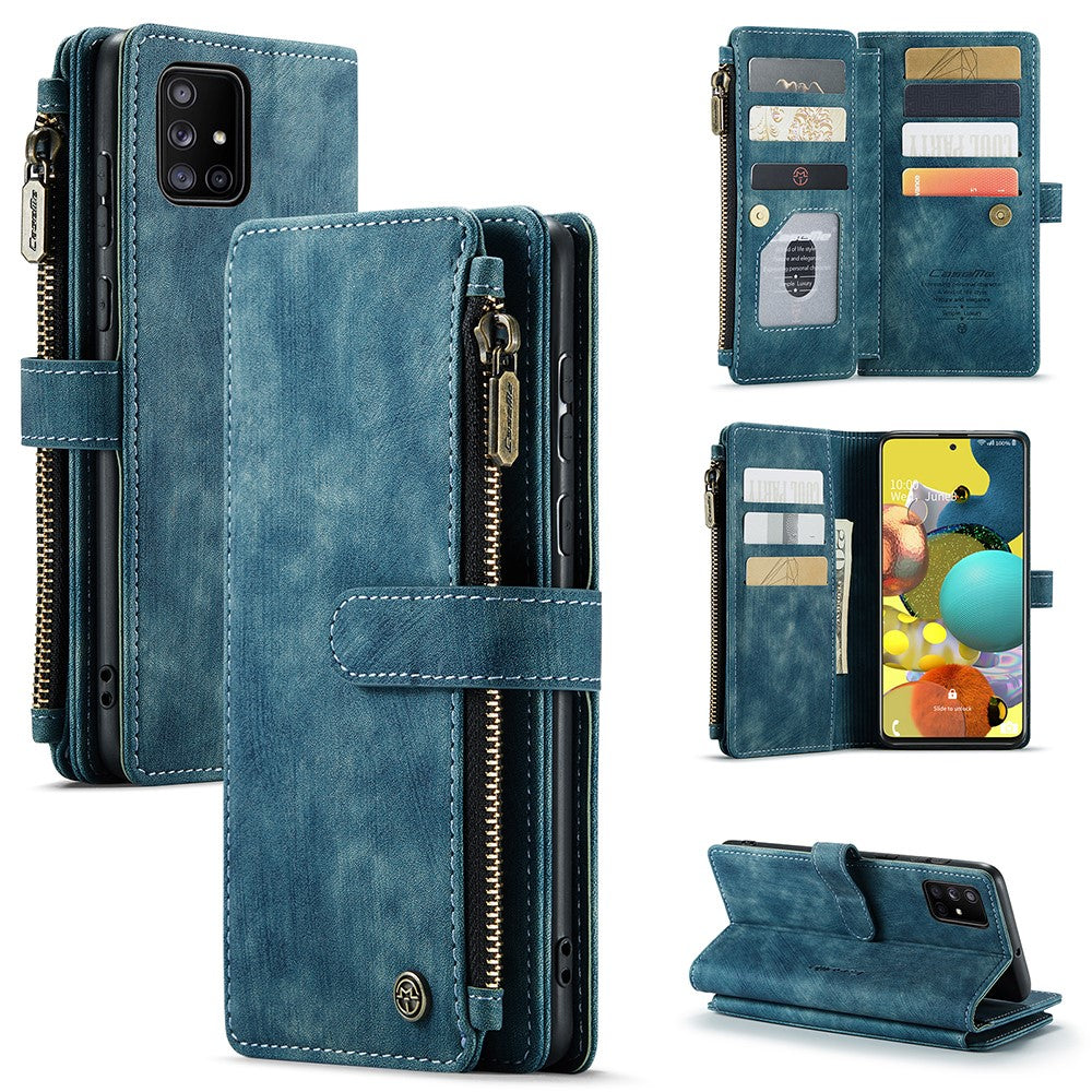 CaseMe zipper-wallet phone case for Samsung Galaxy A51 - Blue