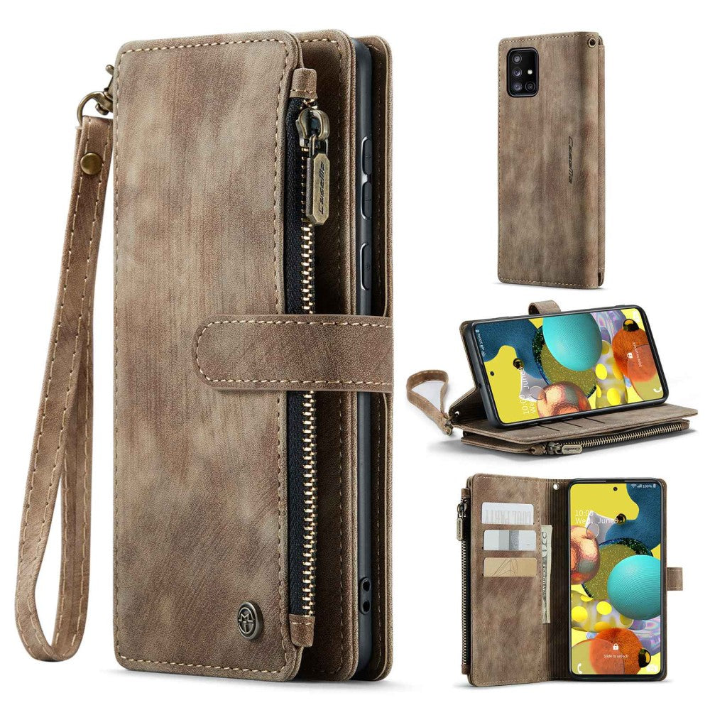 CaseMe zipper-wallet phone case for Samsung Galaxy A51 - Brown