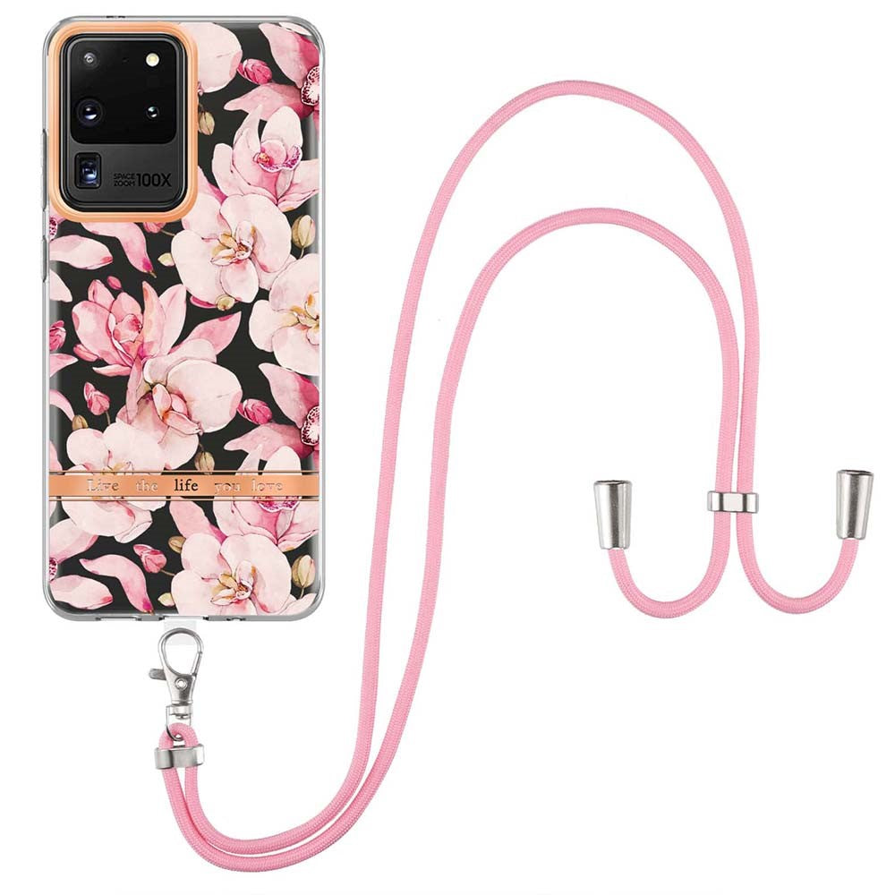 Slim and durable softcover with lanyard for Samsung Galaxy S20 Ultra - Pink Gardenia