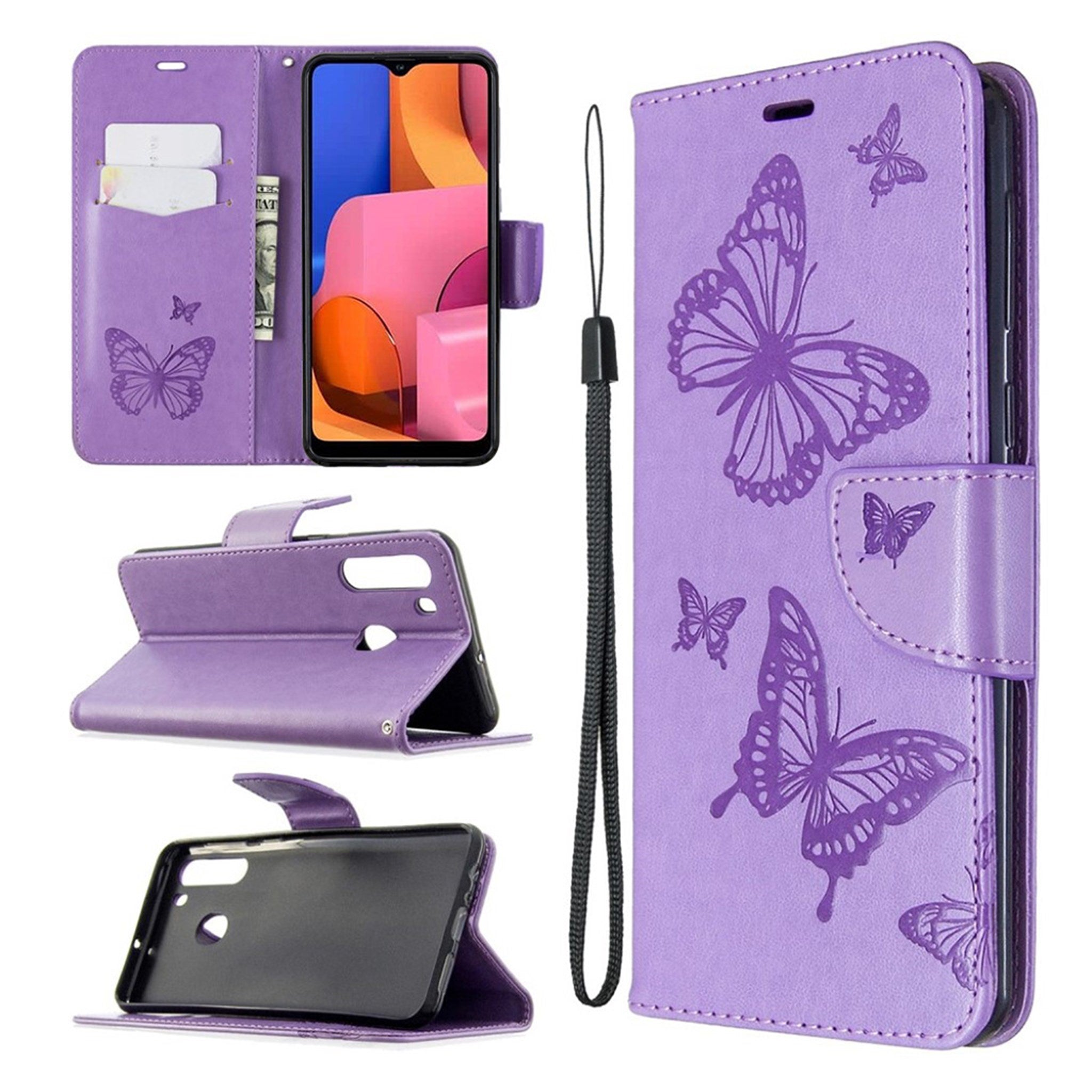 Butterfly Samsung Galaxy A21 flip case - Purple