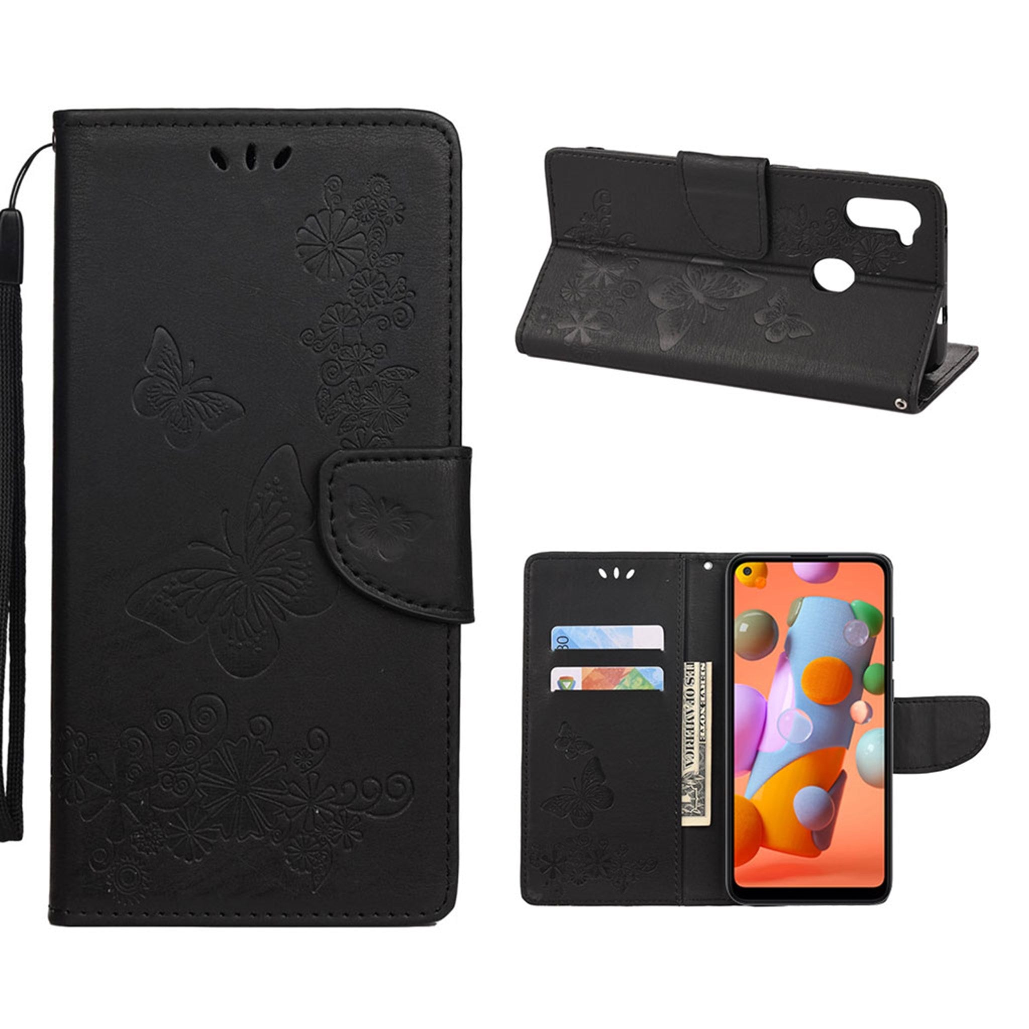 Butterfly Samsung Galaxy A11 flip case - Black