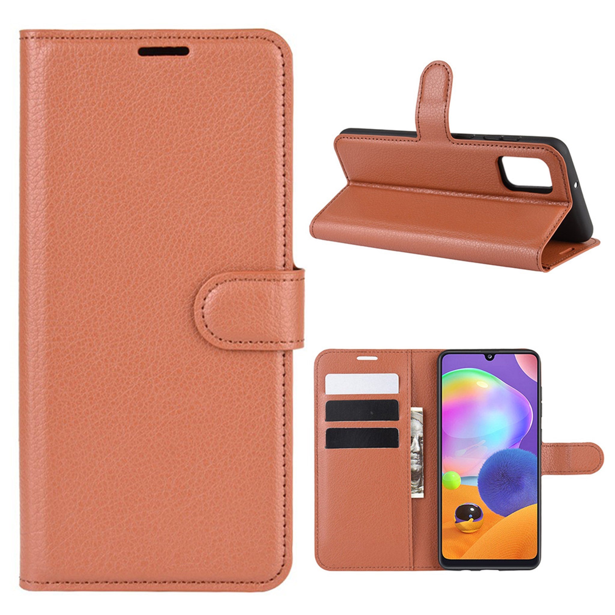 Classic Samsung Galaxy A31 flip case - Brown