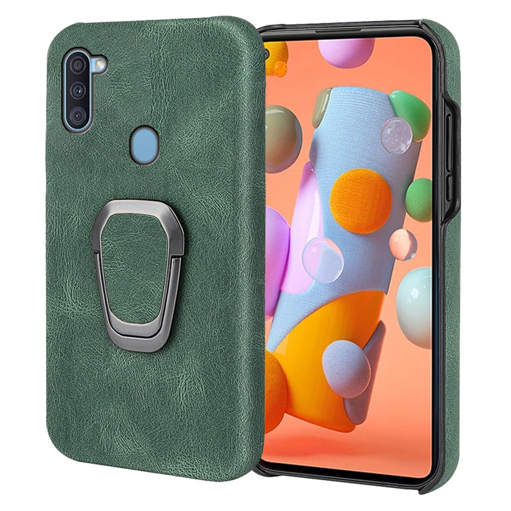 Shockproof leather cover with oval kickstand for Samsung Galaxy M11 / A11 - Green