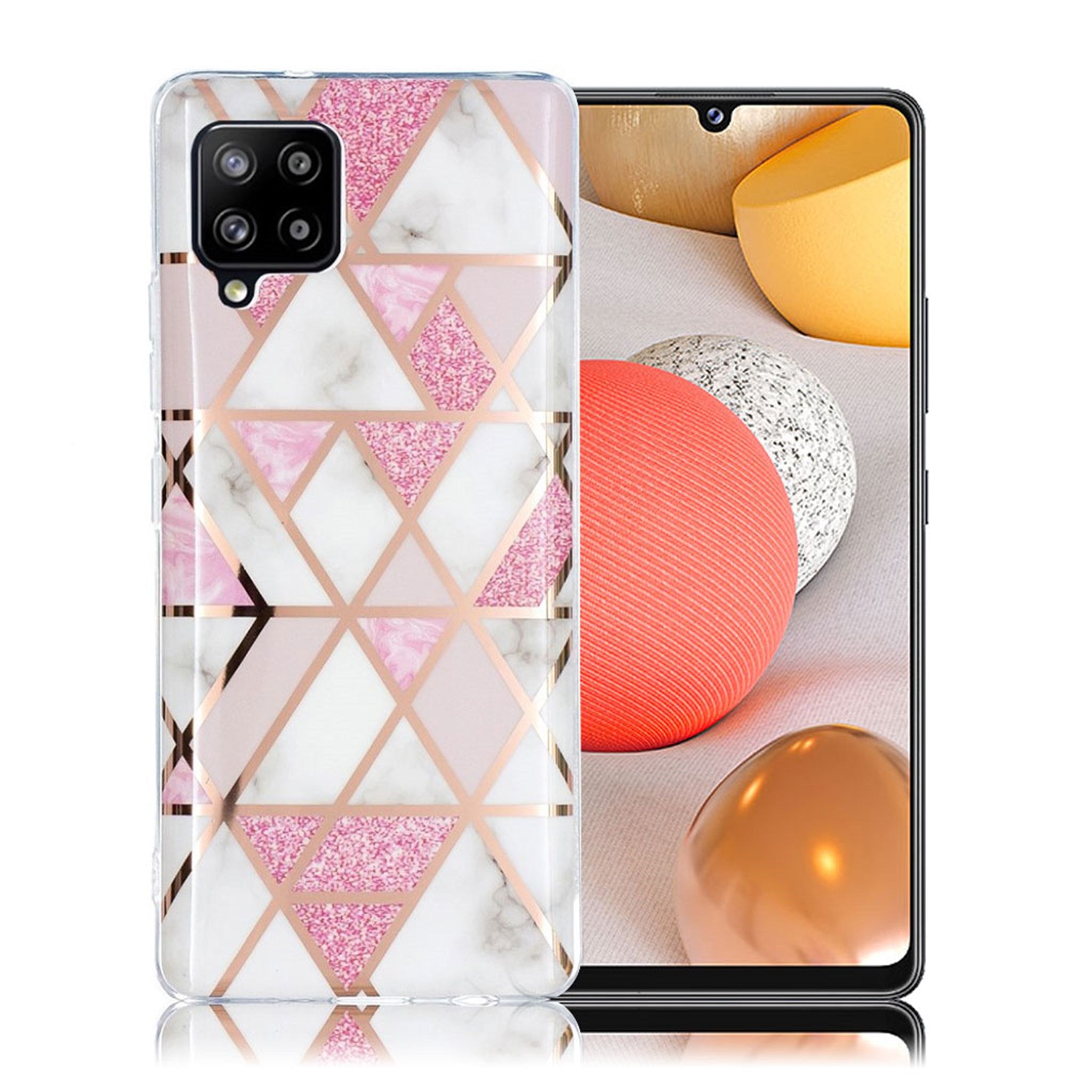 Marble Samsung Galaxy A42 5G case - White / Pink