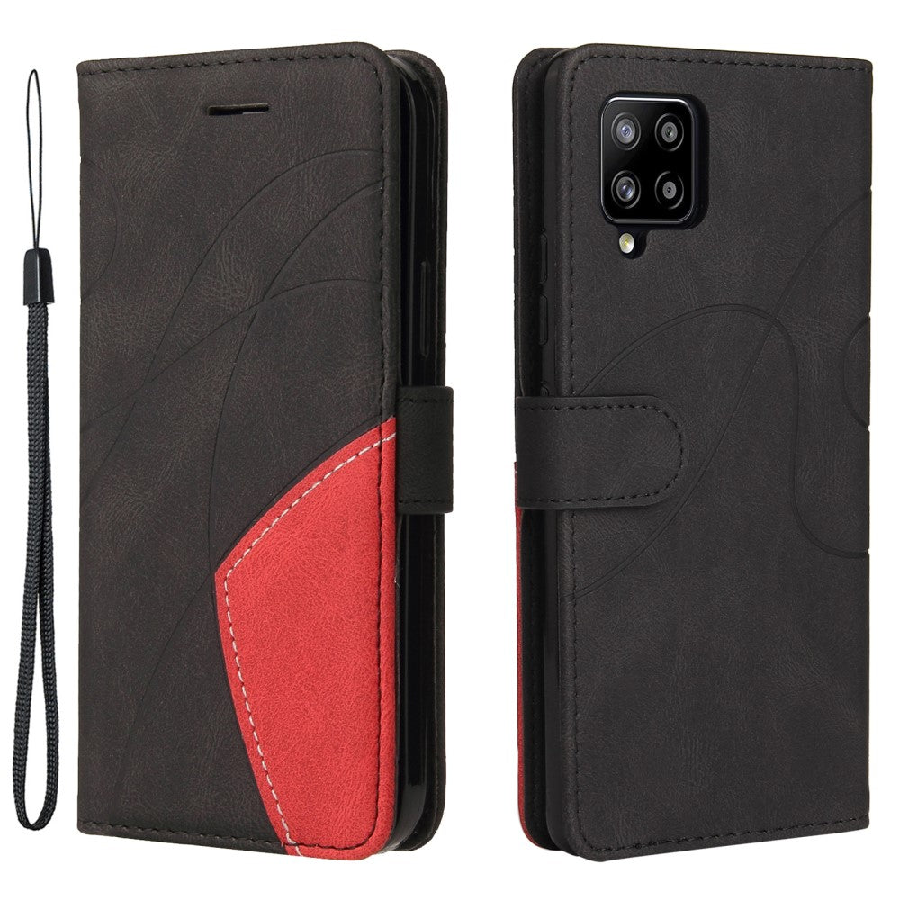 Textured leather case with strap for Samsung Galaxy A42 5G - Black