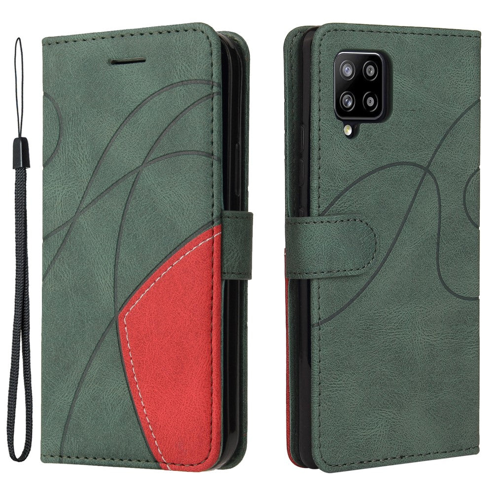Textured leather case with strap for Samsung Galaxy A42 5G - Green