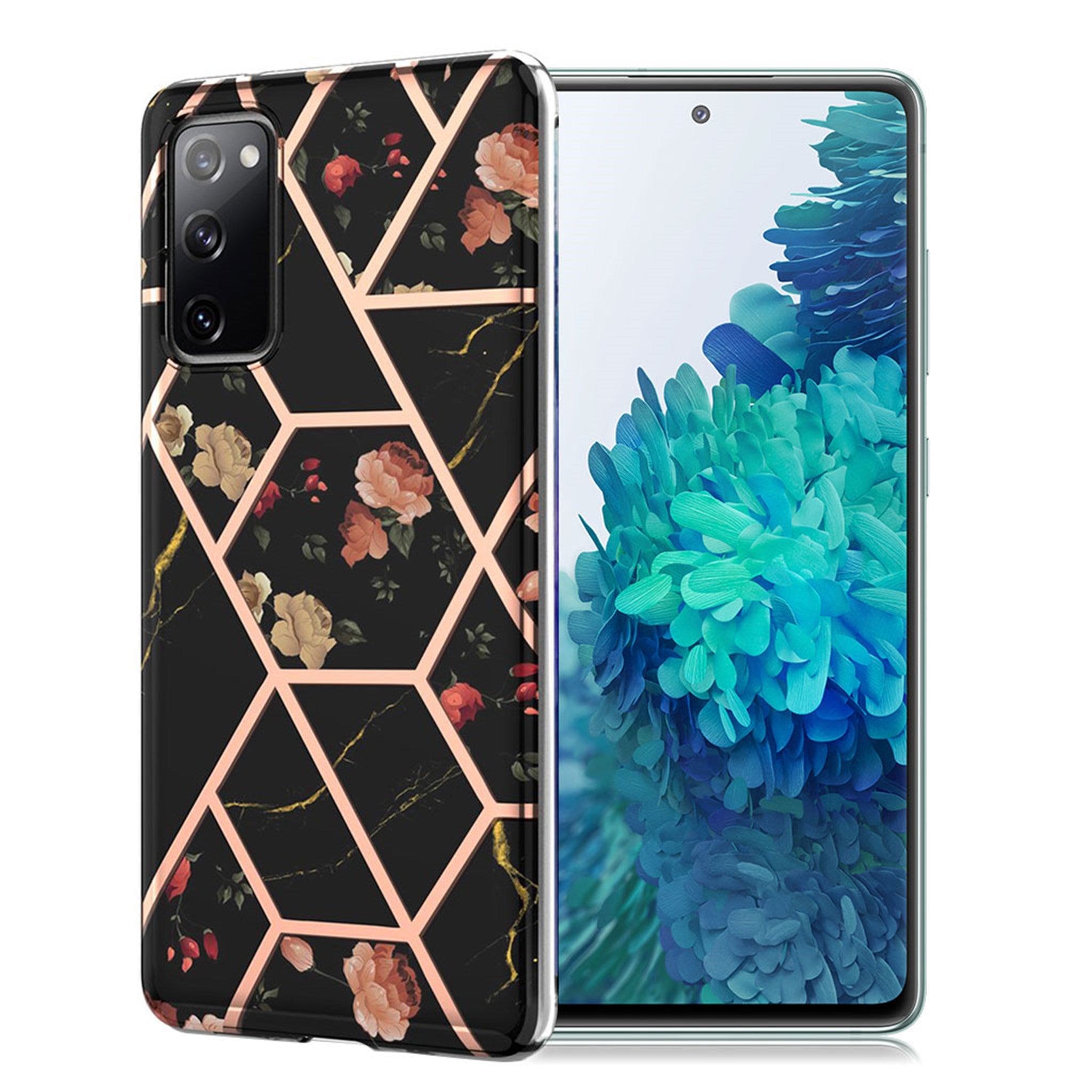 Marble Samsung Galaxy S20 FE 5G / S20 FE case - Black Marble / Flower
