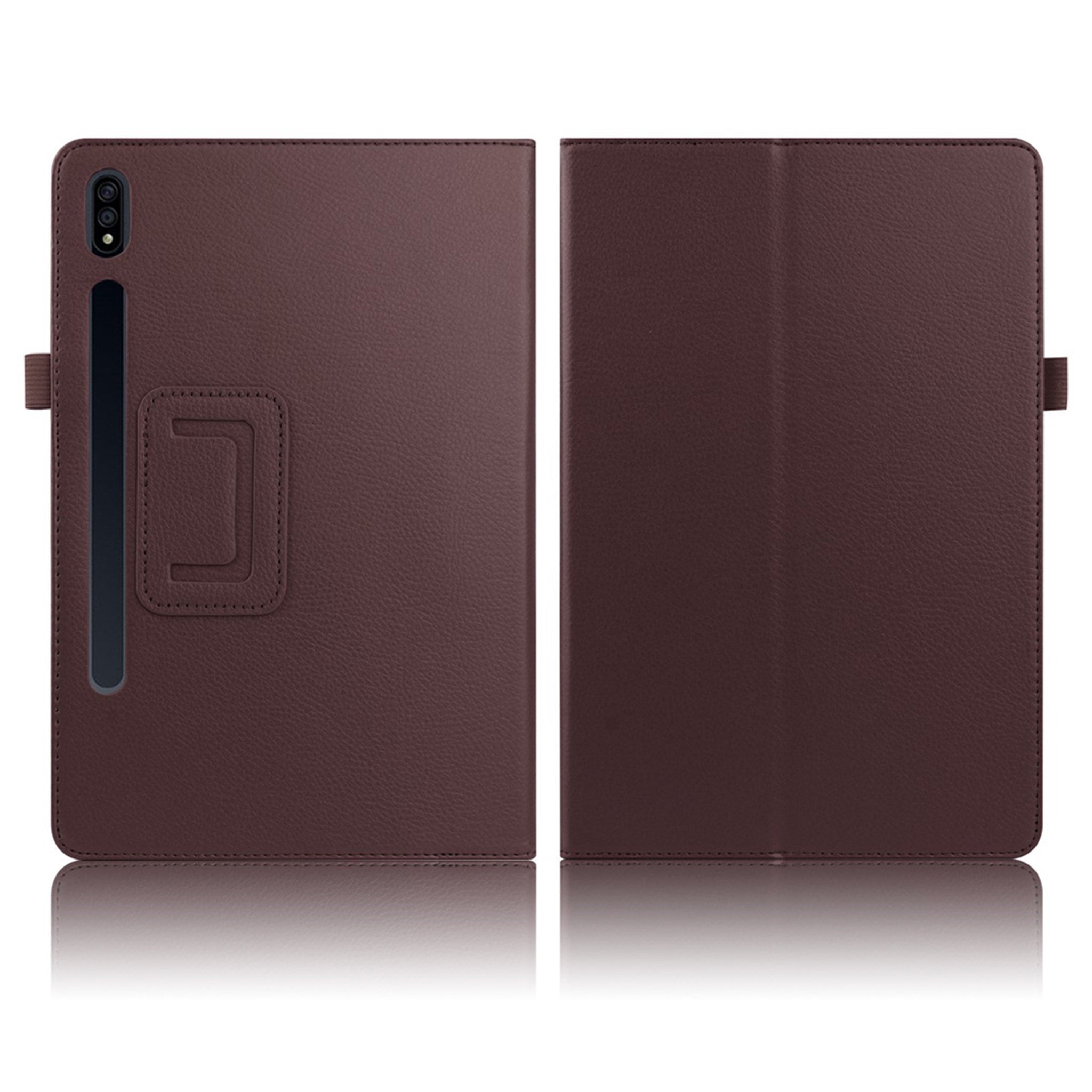 Samsung Galaxy Tab S7 Plus litchi leather flip case - Coffee