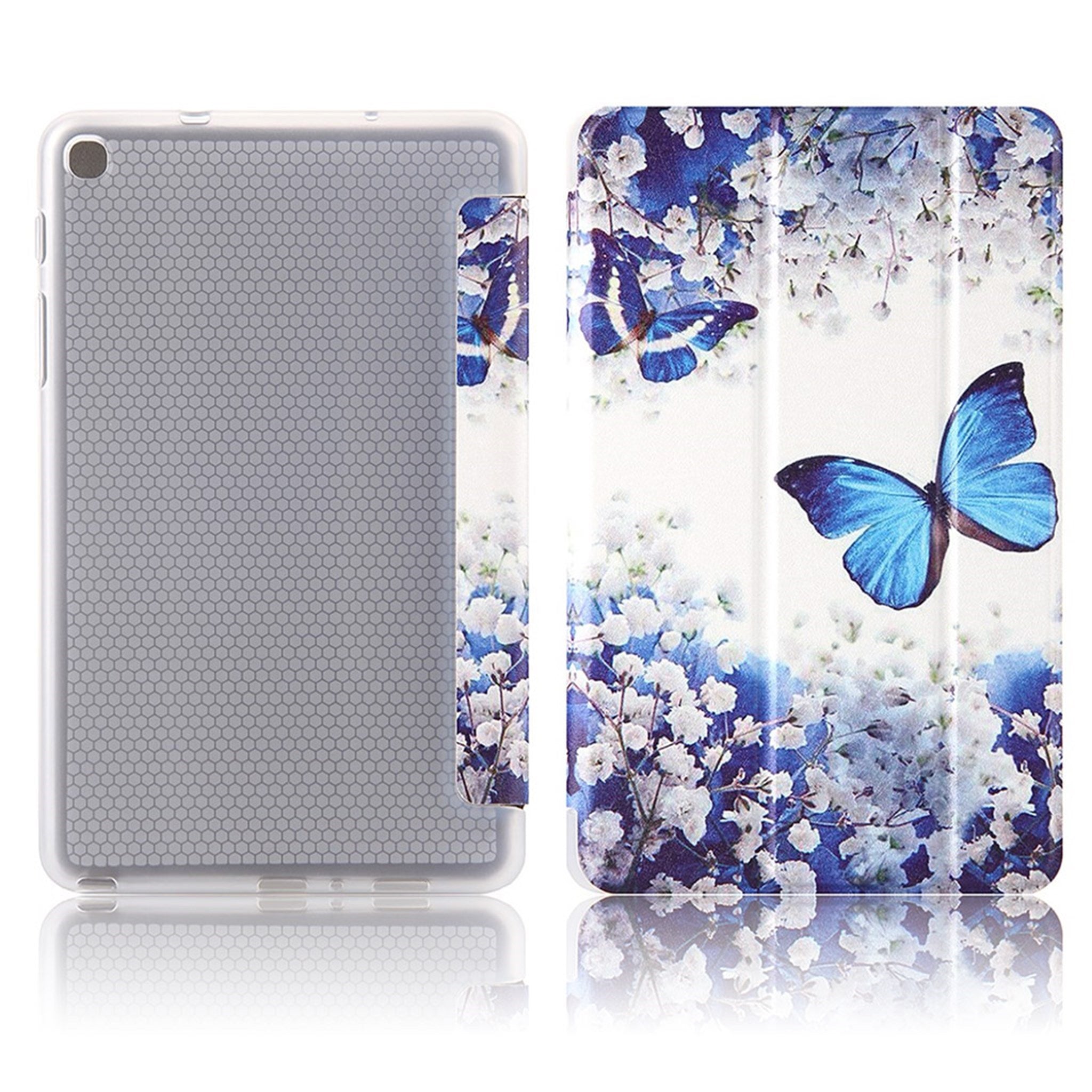 Samsung Galaxy Tab A 8.0 + S Pen (2019) patterned tri-fold leather case - Blue Butterfly