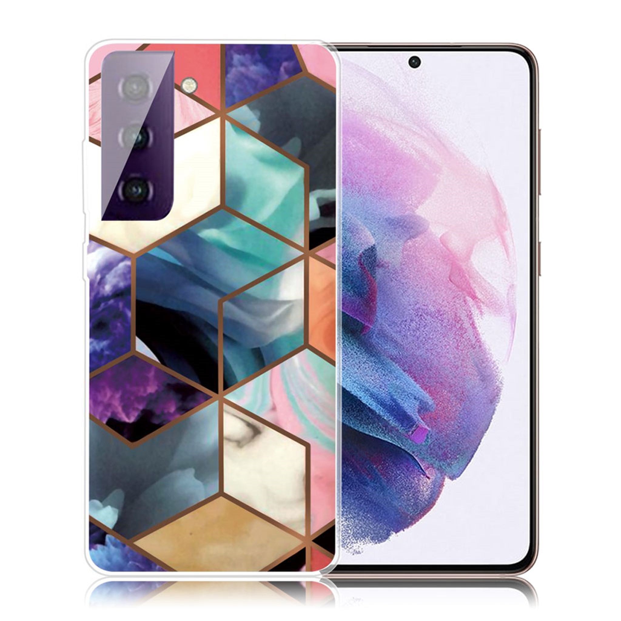 Marble Samsung Galaxy S21 FE case - Colorful Cube Tile