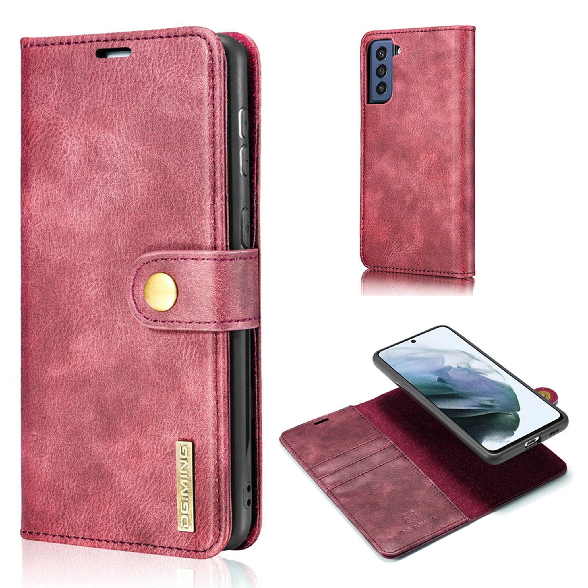 DG.MING Samsung Galaxy S21 FE 2-in-1 Wallet Case - Red