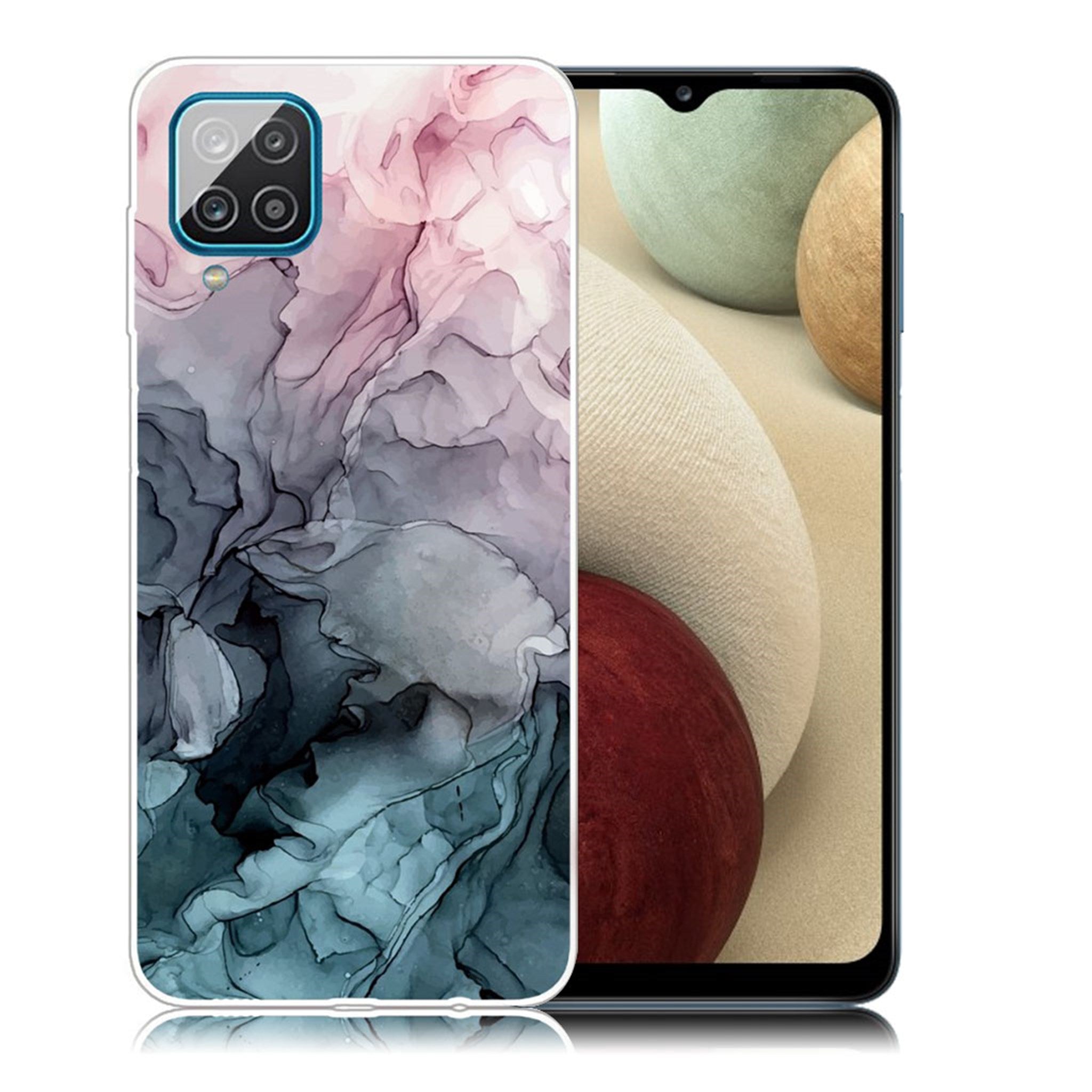 Marble Samsung Galaxy A12 5G case - Rose and Greyish Blue Clouds