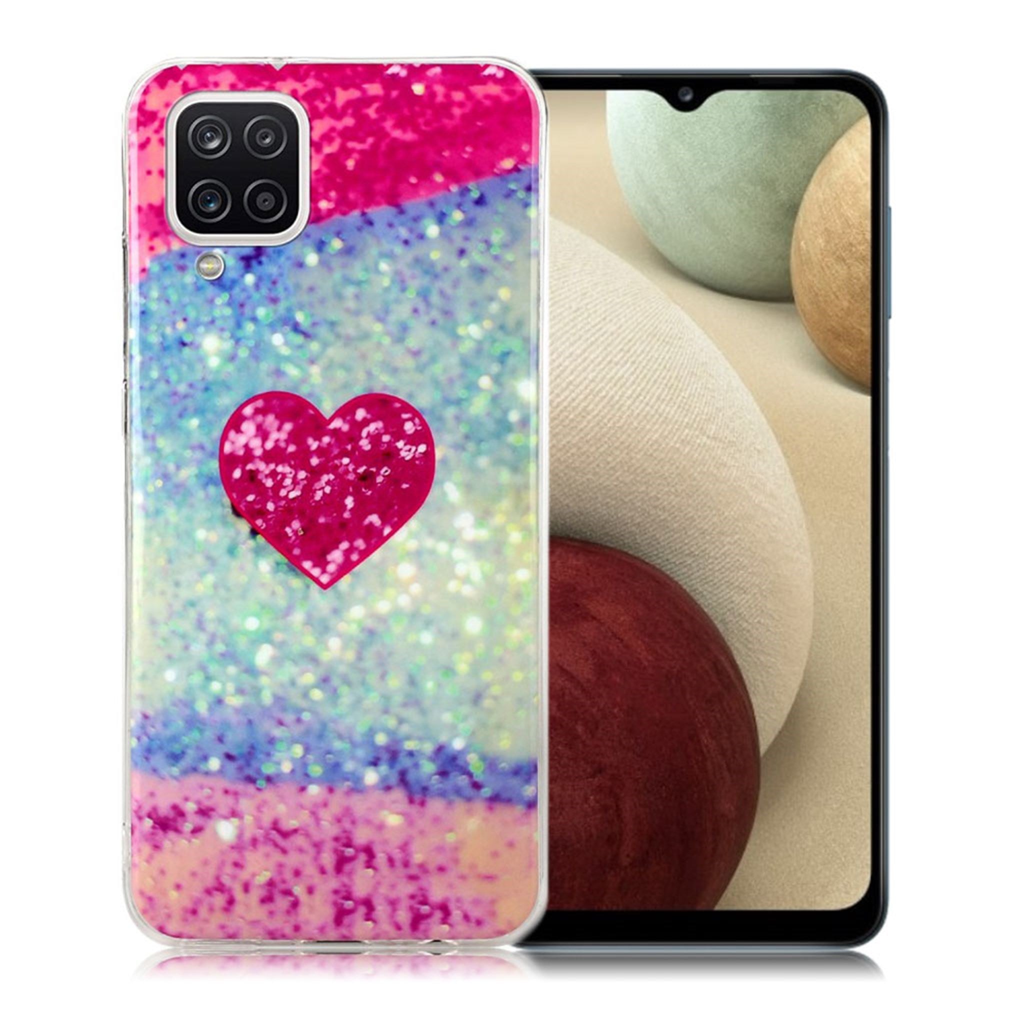 Marble Samsung Galaxy A12 5G case - Heart in Colorful Shimmer