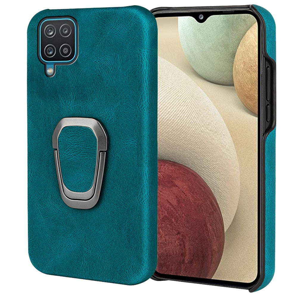 Shockproof leather cover with oval kickstand for Samsung Galaxy A12 5G - Cyan