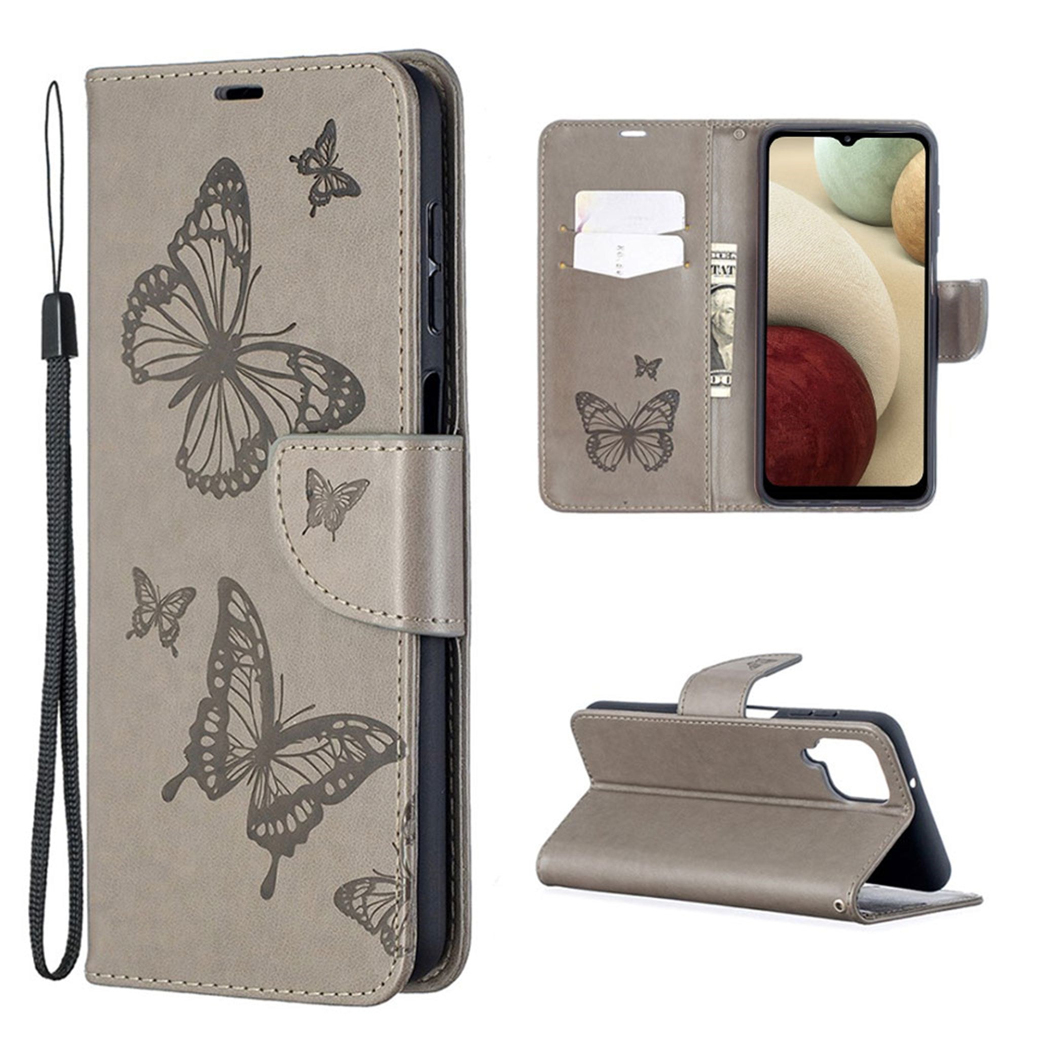 Butterfly Samsung Galaxy A12 5G flip case - Grey