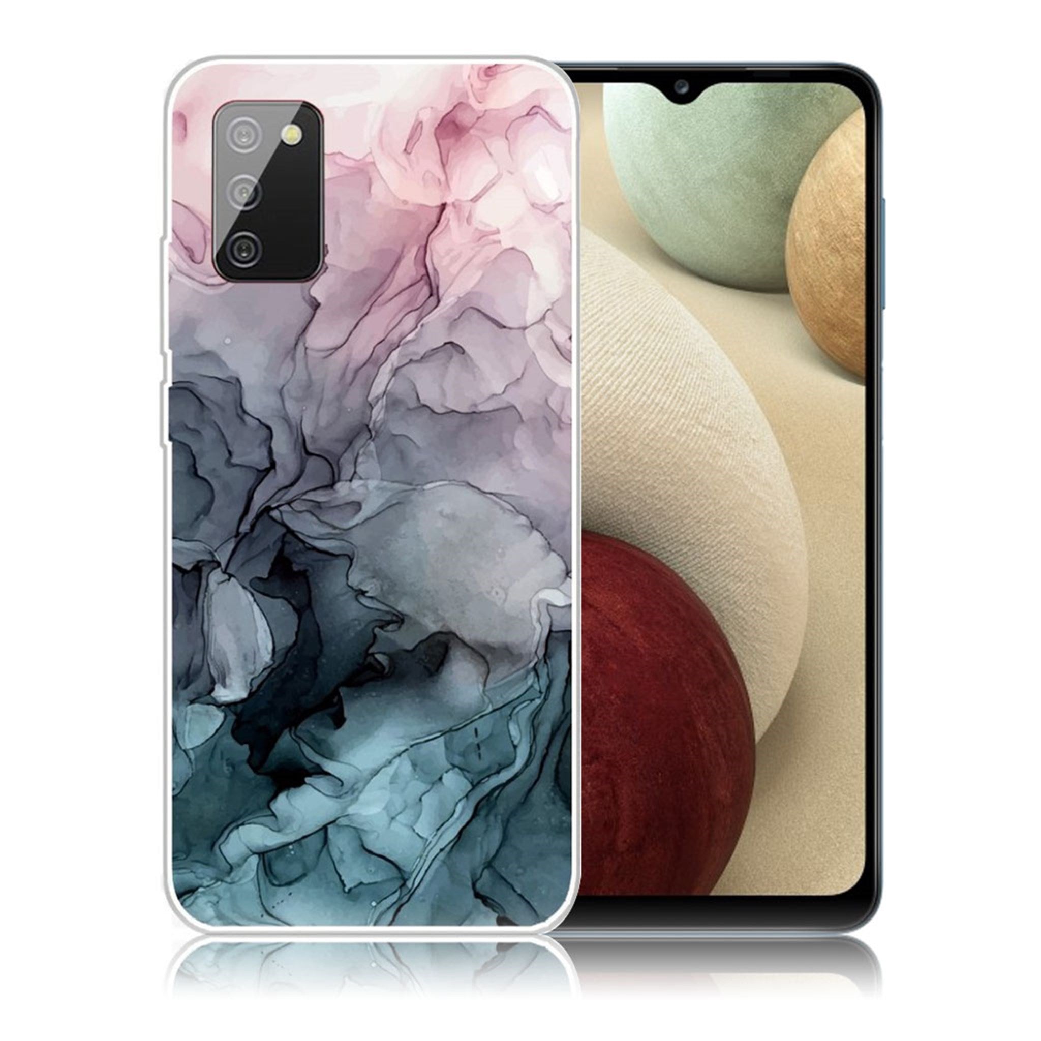 Marble Samsung Galaxy A02s case - Rose and Greyish Blue Clouds