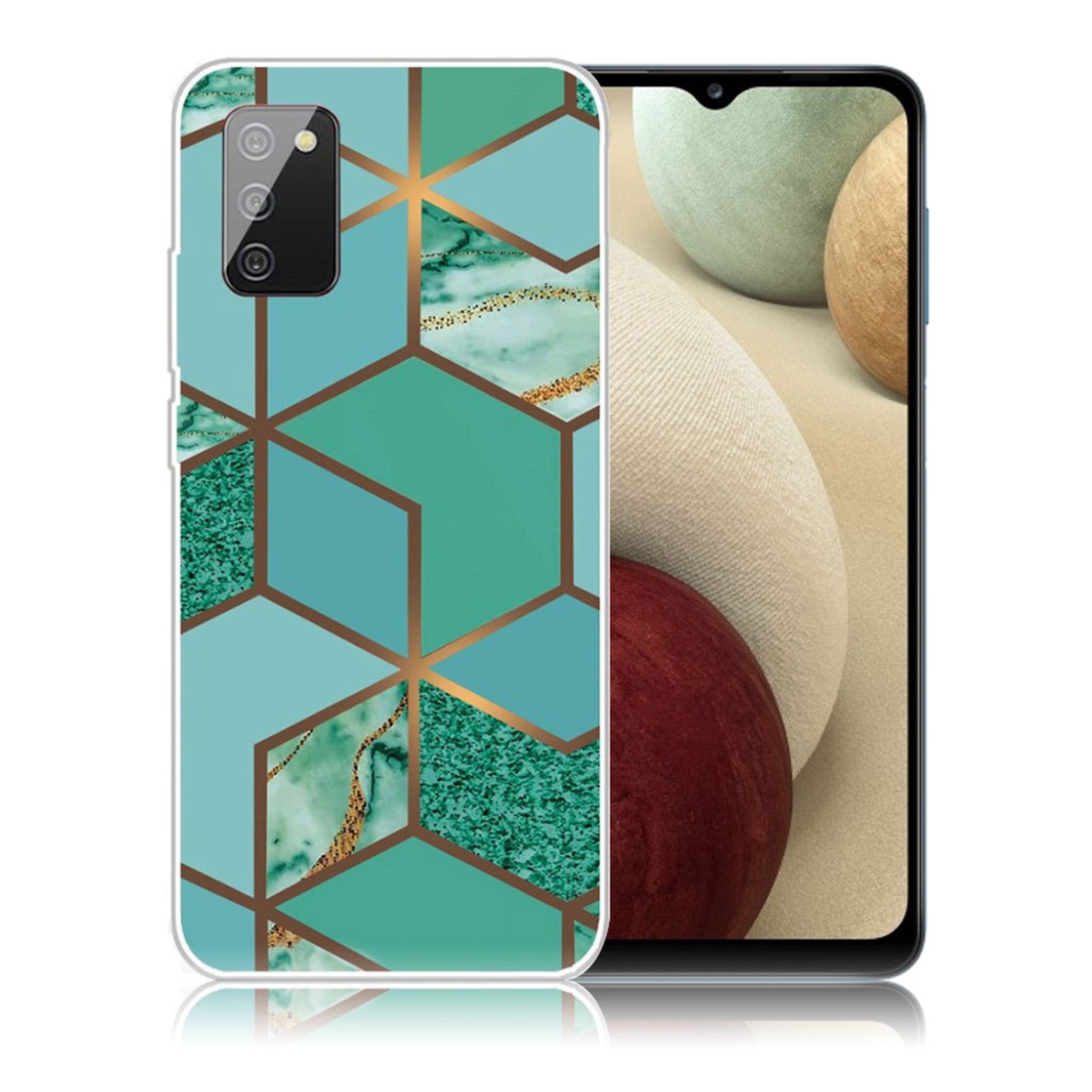 Marble Samsung Galaxy A02s case - Teal Marble Tile