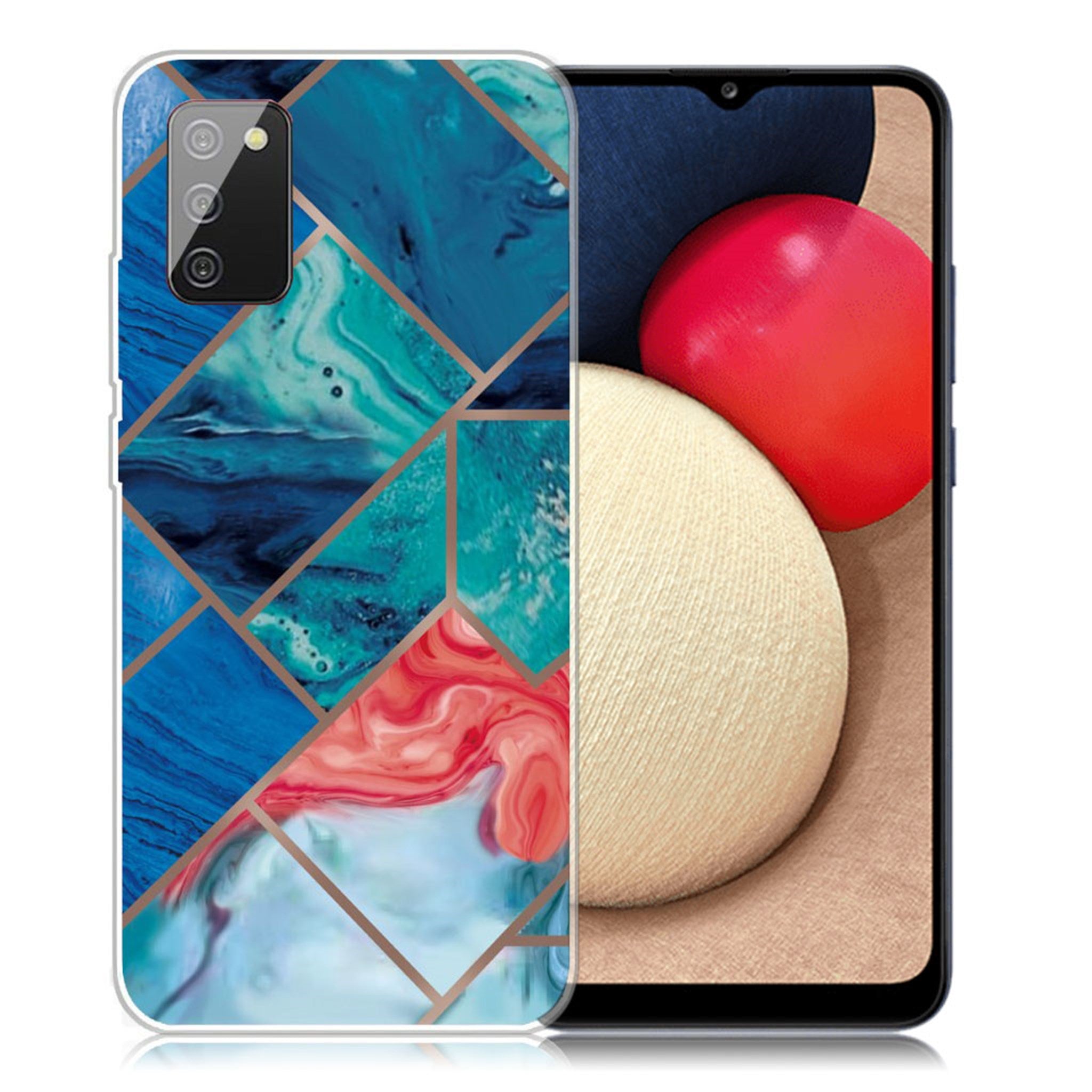 Marble Samsung Galaxy A02s case - Blue and Orange Marble