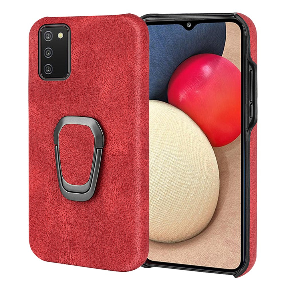 Shockproof leather cover with oval kickstand for Samsung Galaxy A02s - Red